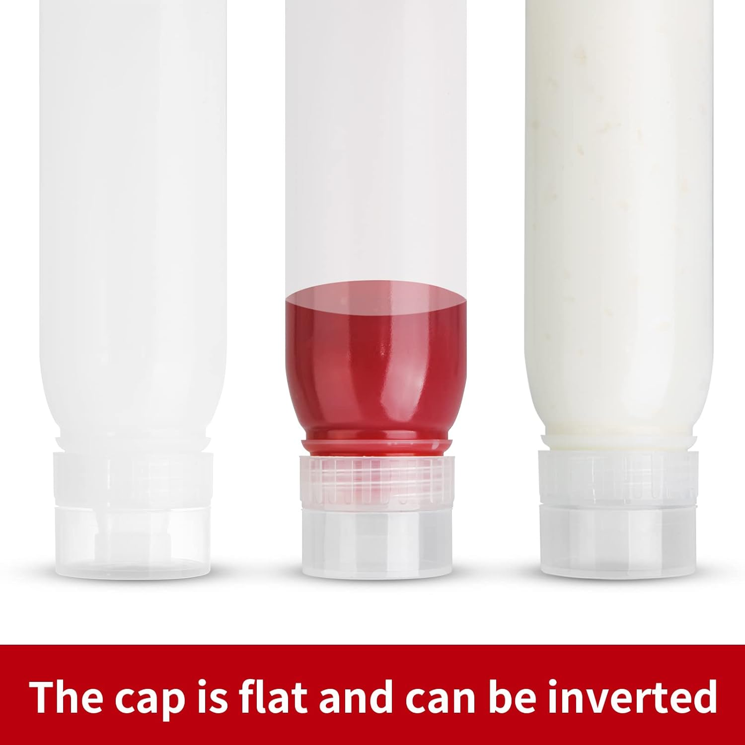 Condiment Porous Squeeze Bottles,Salad Dressing Container,Bottles for Sauces,3-Pack 13 Oz, Syrup Dispenser Great Ketchup, Salad, BBQ Sauce, Oil Transparent image number 3