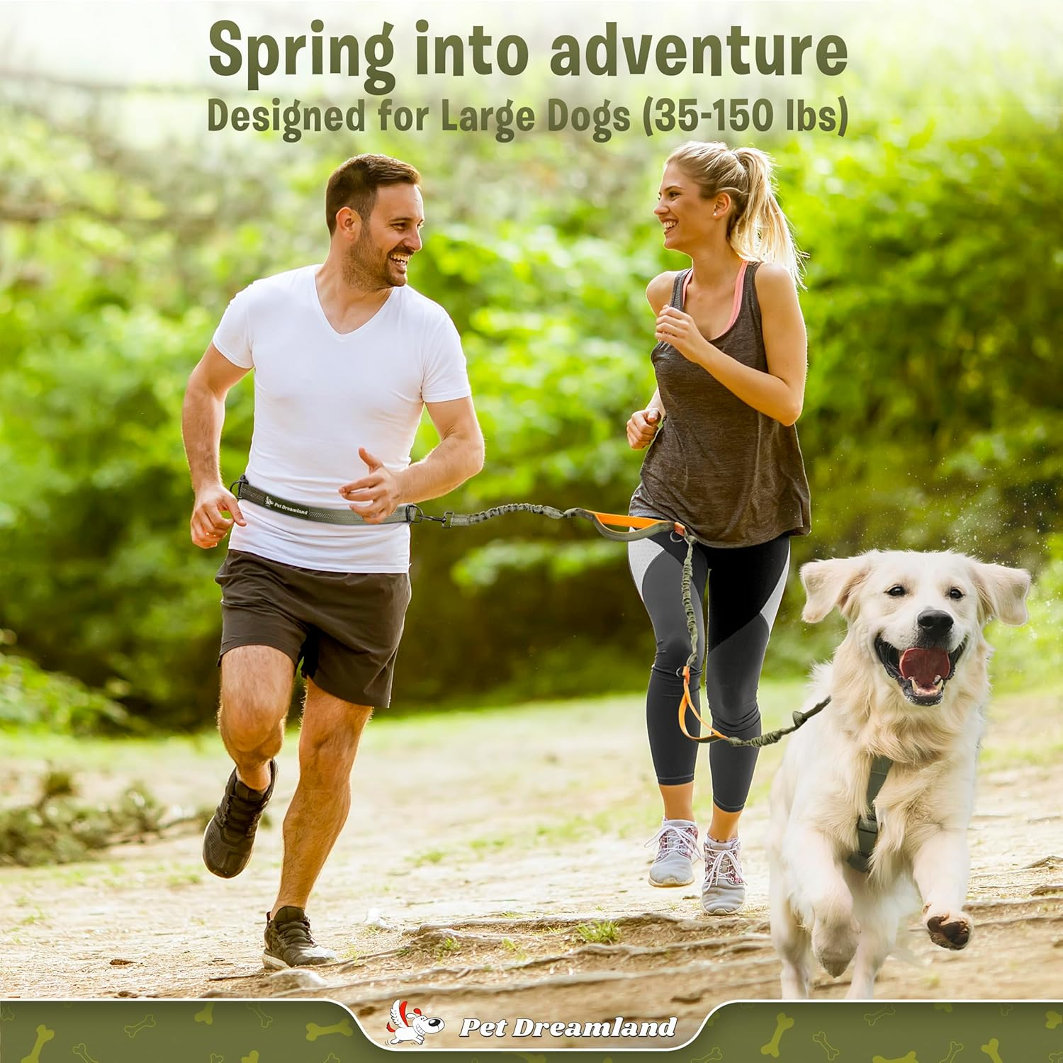 Exquisite Hands Free Dog Leash for Running | Waist Leash for Walking, Jogging, Cycling and Training W. Adjustable Belt and Retractable Bungee | Pet Hiking Gear Pack | Medium and Large Dog Lead Walker image number 2