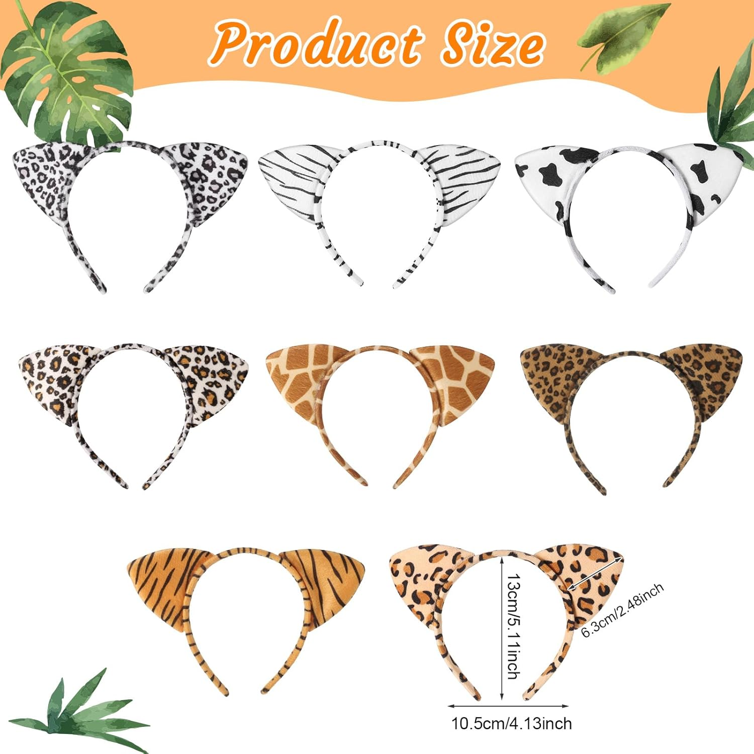 Hoemwarm 24Pcs Cheetah Ears Headband Animal Ears Headband Ear Hair Accessories Cat Ears Hairband Tiger Zebra Leopard Cat Ears Headband for Halloween Birthday Cosplay Party Decorations Supplies image number 5