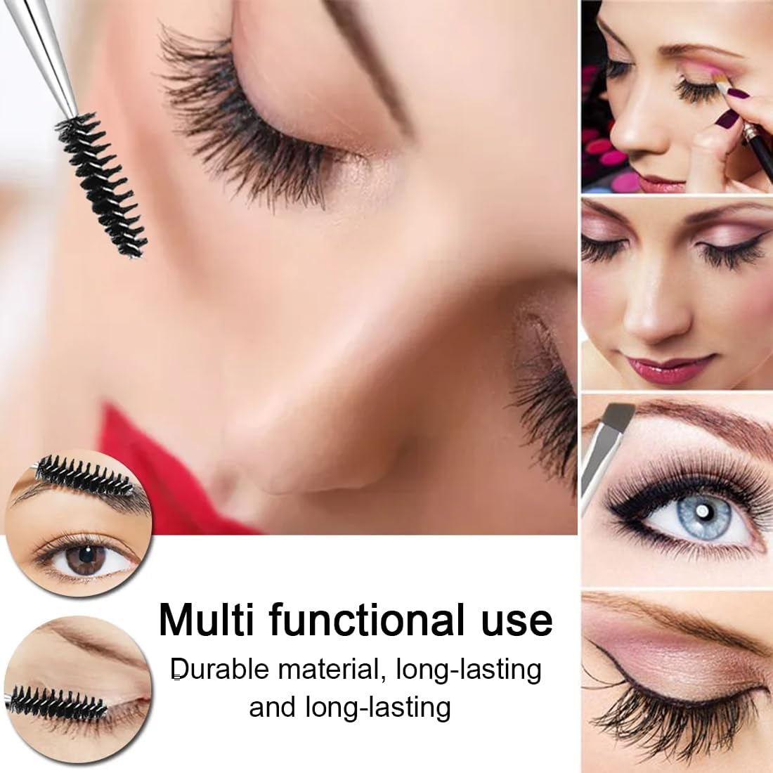 4 Pieces Eyelash Separator, Brow Brush and Eyelash Coil, Eyelash Comb Double Ended for Modifying Eyebrows and Eyelashes, Makeup Tools (Set of 4) image number 1