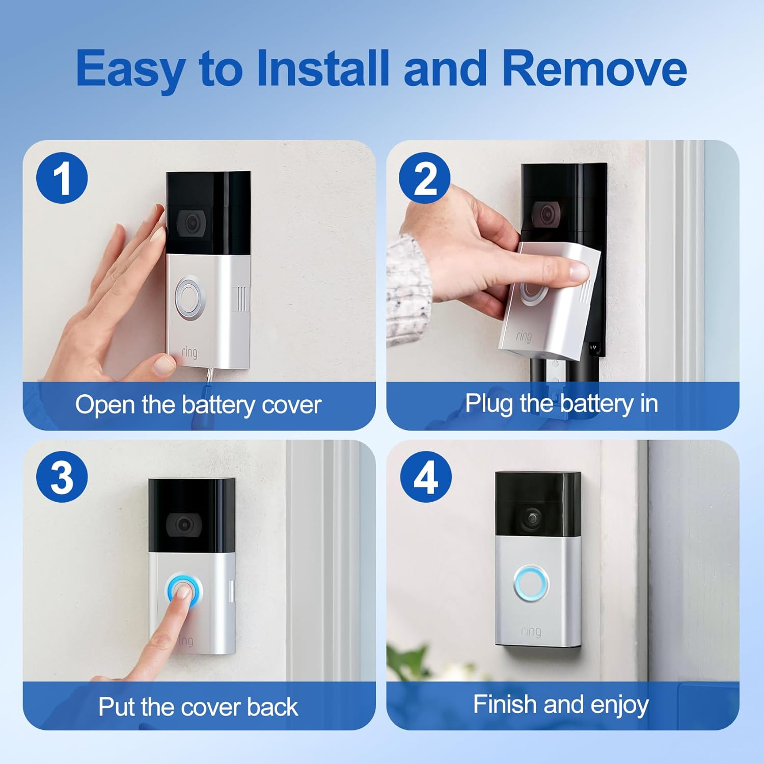 1 Pack Battery for Ring (3.65V 6040Mah), Quick Release Rechargeable V4 Battery Compatible with Ring-Video Doorbell 2(2024 Release)/3/4/3 Plus,Stick up Cam Indooor and Outdoor,Spotlight Cam image number 6