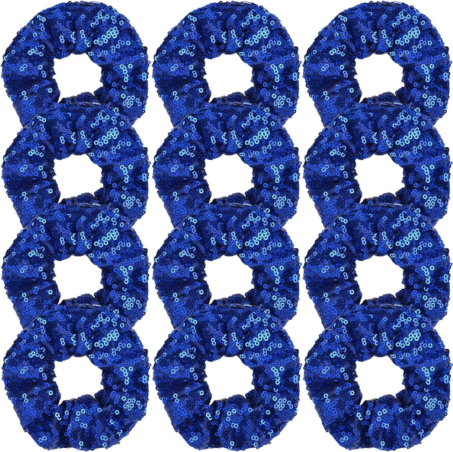 12 Pcs Gold Sequin Scrunchies Bridesmaid Scrunchies Elastics Ponytail Holders Hair Wrist Ties Bands Cloth Scrunchies for Show Gym Dance Party Club Girl Women