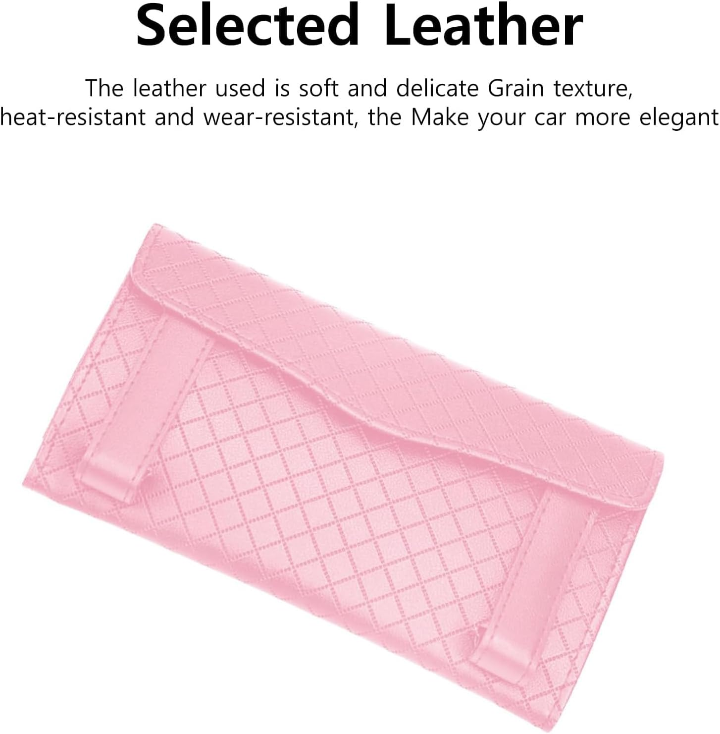 Car Tissue Holder, Car Visor Tissue Holder, PU Leather Car Tissue Holder, Hanging Paper Towel Clip, Car Sun Visor Accessories, Compatible with Most Cars (Pink) image number 3