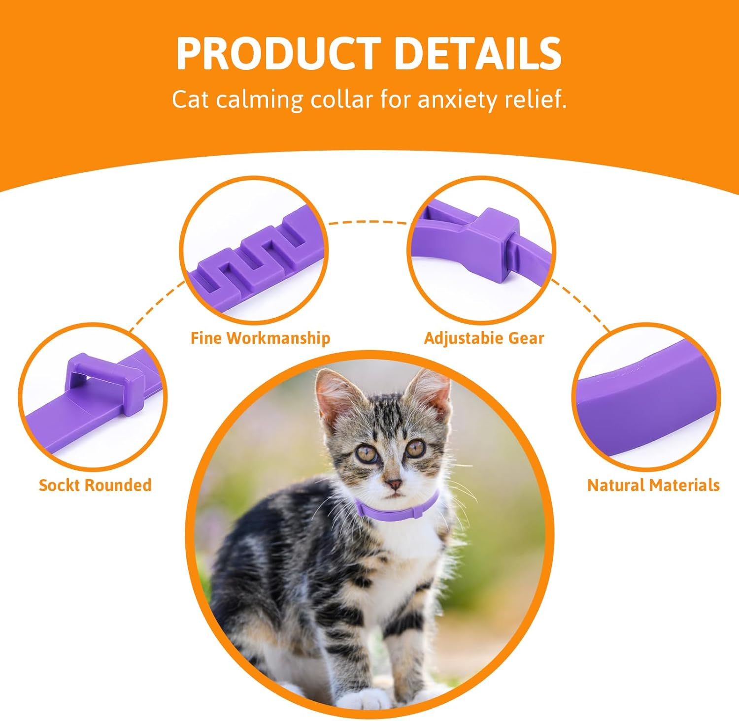 Pack of 6 Soothing Collars for Cats, Long-Lasting Calming Collars for Cats, Pheromones, Cats, Calming Collars, Anti-Stress and Relaxant, Adjustable (Set D) image number 5