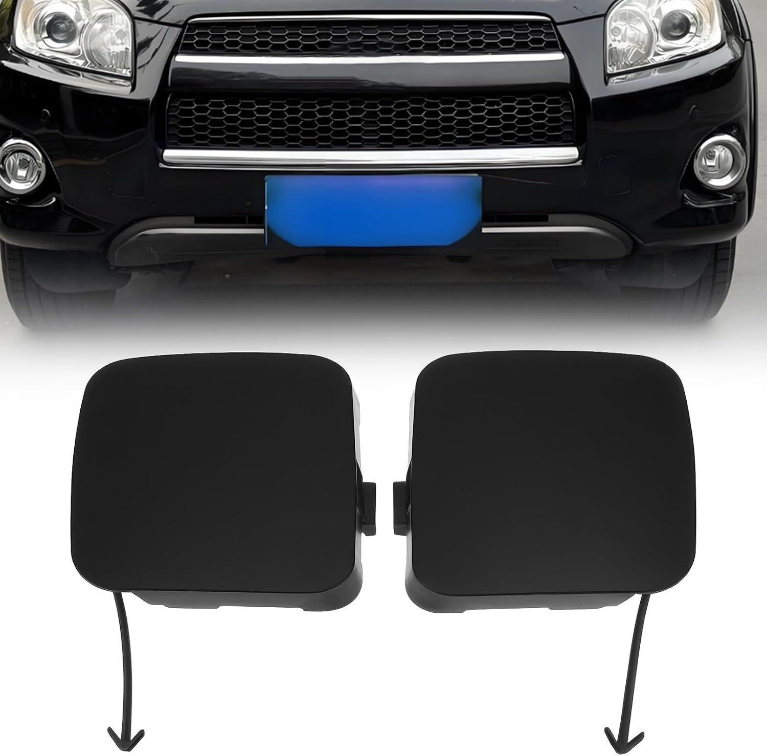 Ecsing 2Pcs Left Right Front Bumper Tow Hook Cover Replacement Part 53825-0R020+53286-0R020 Compatible with Toyota RAV4 2009-2012 image number 4