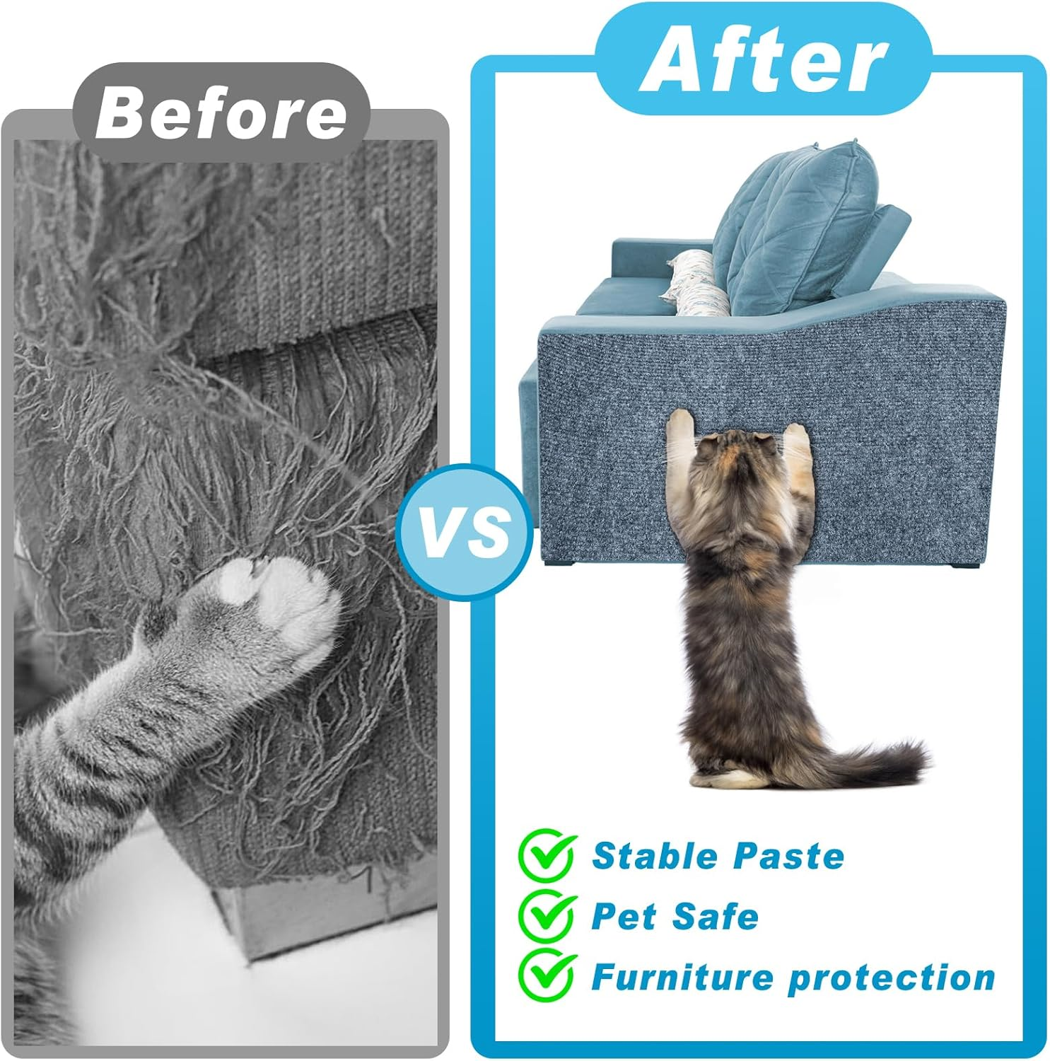 Draupnir Self-Adhesive Scratching Mat, 40 Cm X 300 Cm, Cat Scratching Mat, Trimmable Scratching Mat, Cat Wall, DIY Climbing Cat Scratcher with 20 Screws for Cat Tree Shelves, Furniture, Couch, Wall, - Grey image number 6