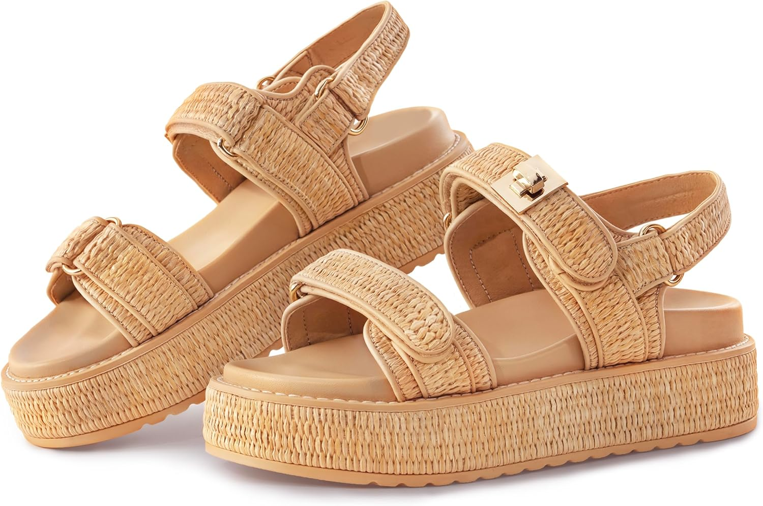 VARECOLA Slip on Espadrilles Wedge Platform Sandals for Women Clear Strap Slide Heeled Sandals Beach Summer Mule Sandals