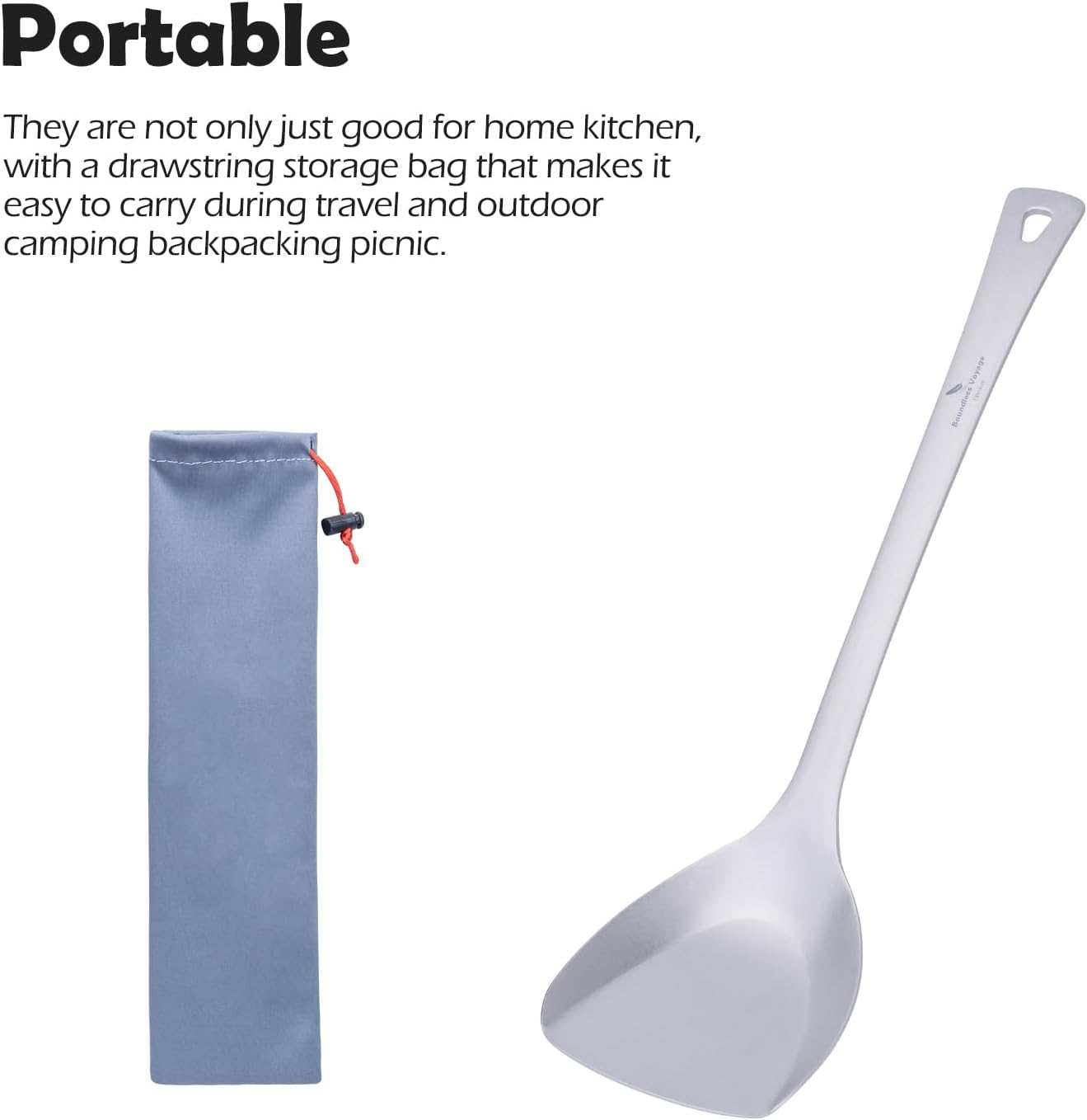 Boundless Voyage Titanium Spatula Food Turner Lightweight Food Grips Cooking Utensils for Home Outdoor Kitchen (Ti1073T) image number 1