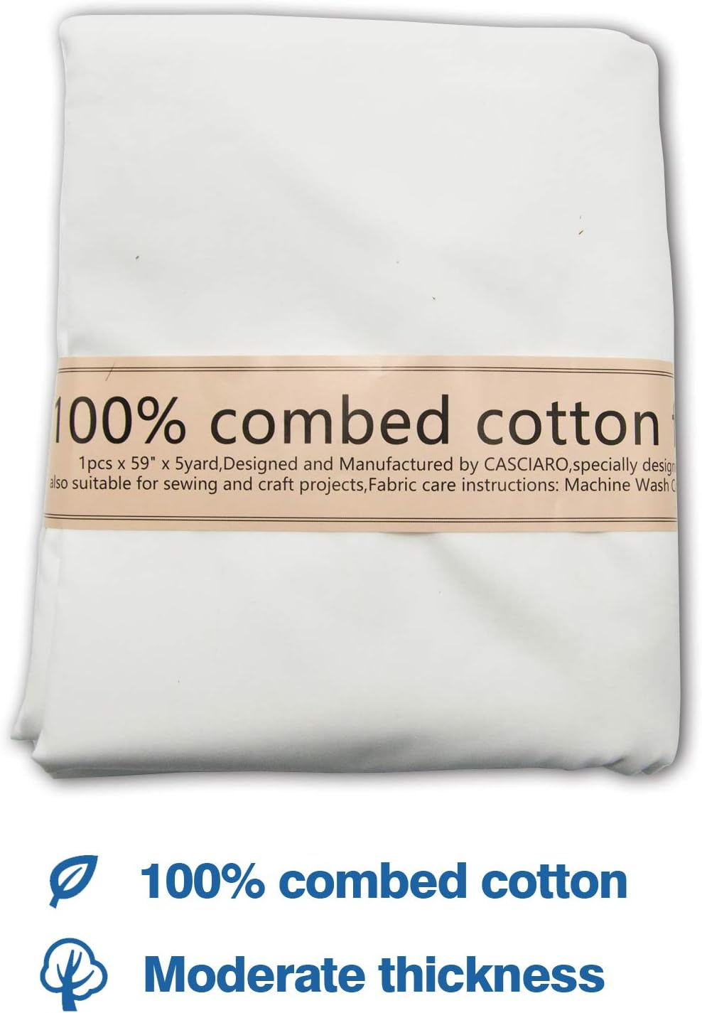 2 Yard White Cotton Fabric,Natural Cotton Poplin Fabric by the Yard,White Fabric,59 Inches Wide 100% Cotton Fabric,Soft Embroidery Muslin Quilting Fabric Material for Sewing Material Apparel Cloth image number 5