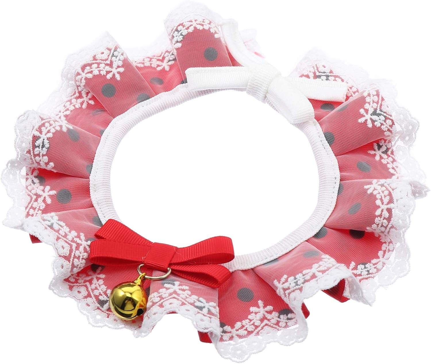 Mipcase 3Pcs Cat Bow Collar Bell and Lace Necklace for Party Christmas Wedding Occasion Cute Cat Bow Scarf Neckwear for Special Events image number 6