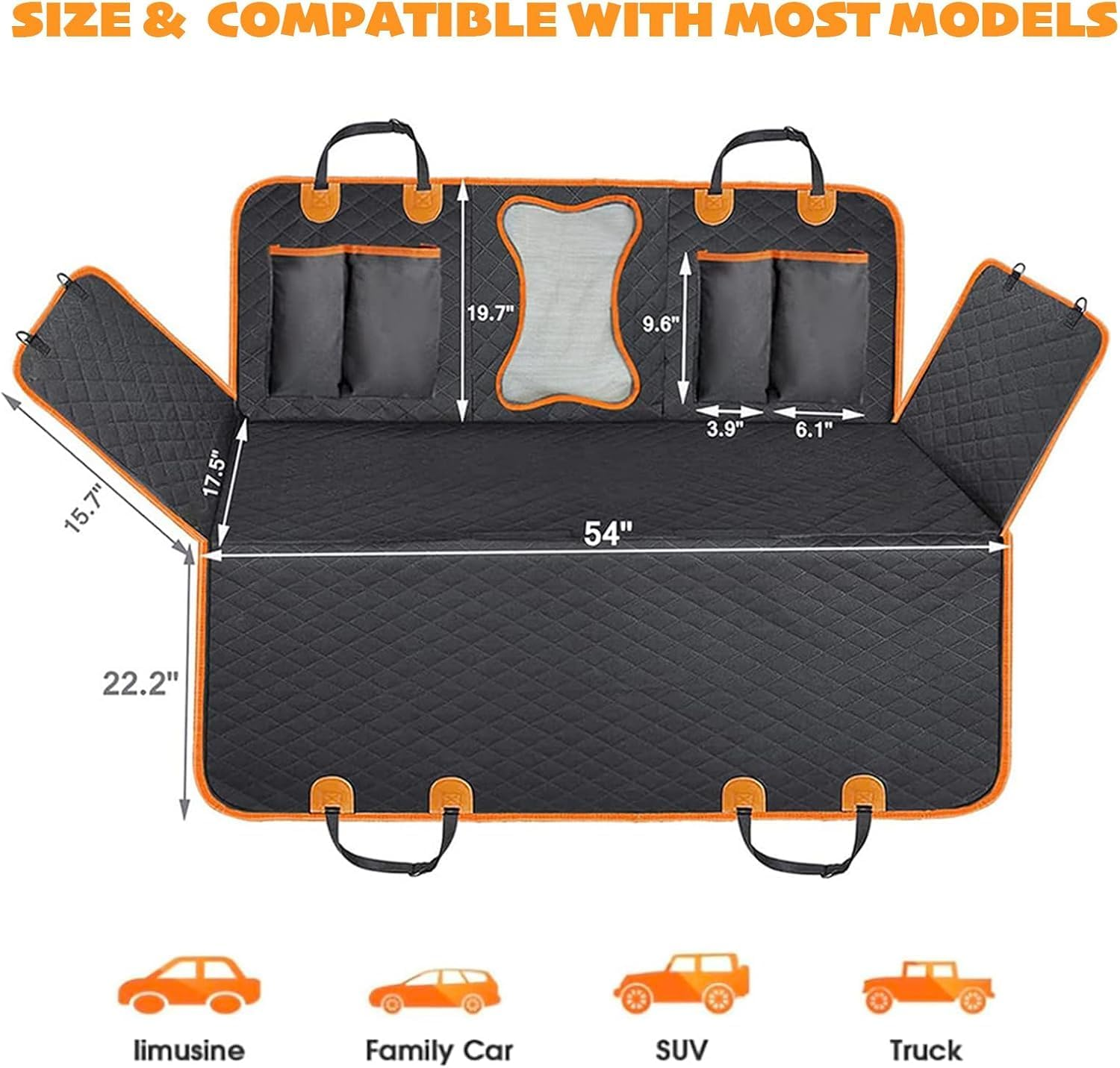 Convertible Back Seat Extender for Dogs, 400Lbs Hard Bottom Dog Car Seat Cover for Back Seat, Waterproof Dog Hammock Bed Backseat Cover for Dogs in Car SUV Truck Nonslip Pet Seat Cover Black