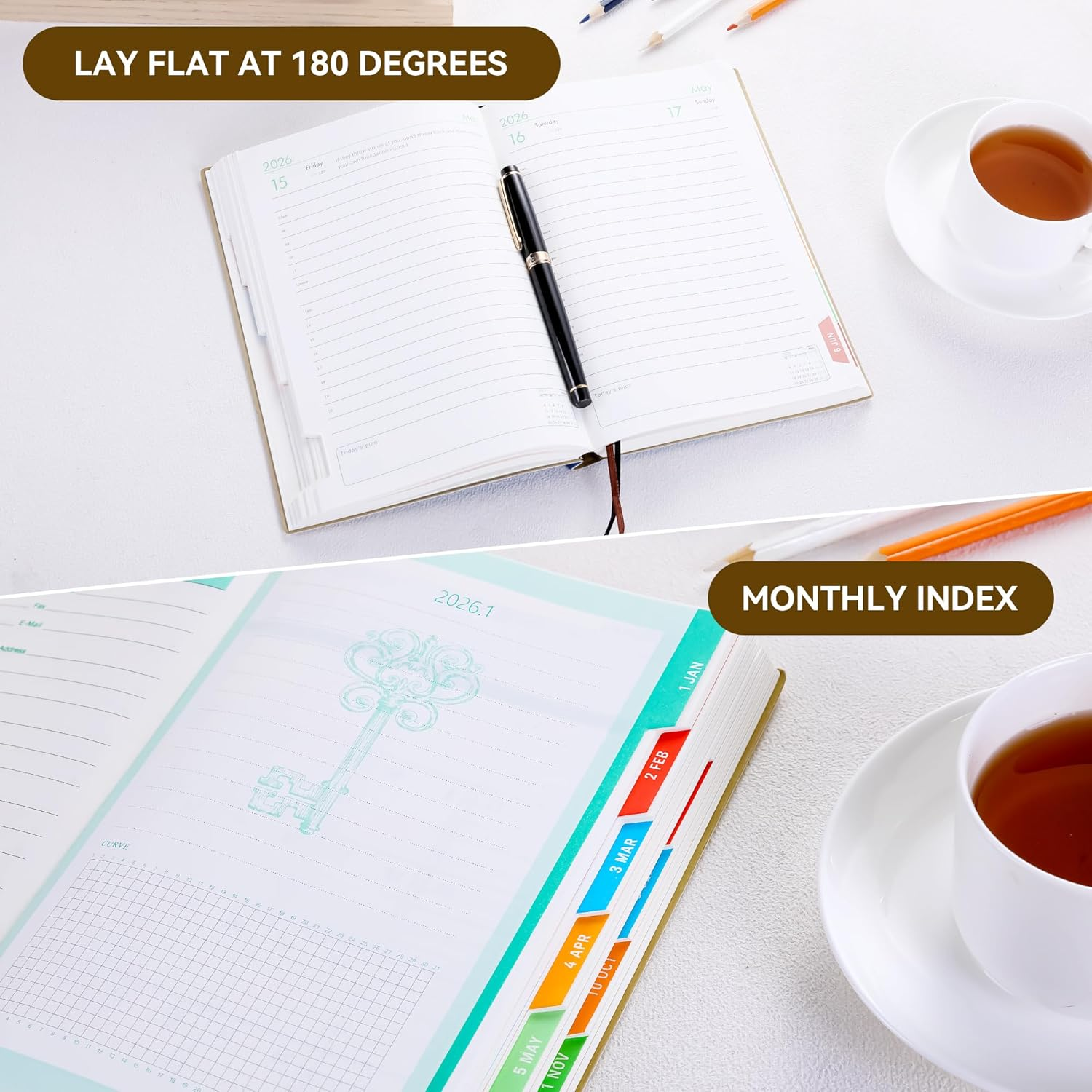 2026 Diary Journal Notebook A5 Weekly and Monthly Planner Scheduler Daily Planner Paper for Home Office School Diary Travel Gift Birthday 5.8" X 8.5"(Blue) - Pink image number 7