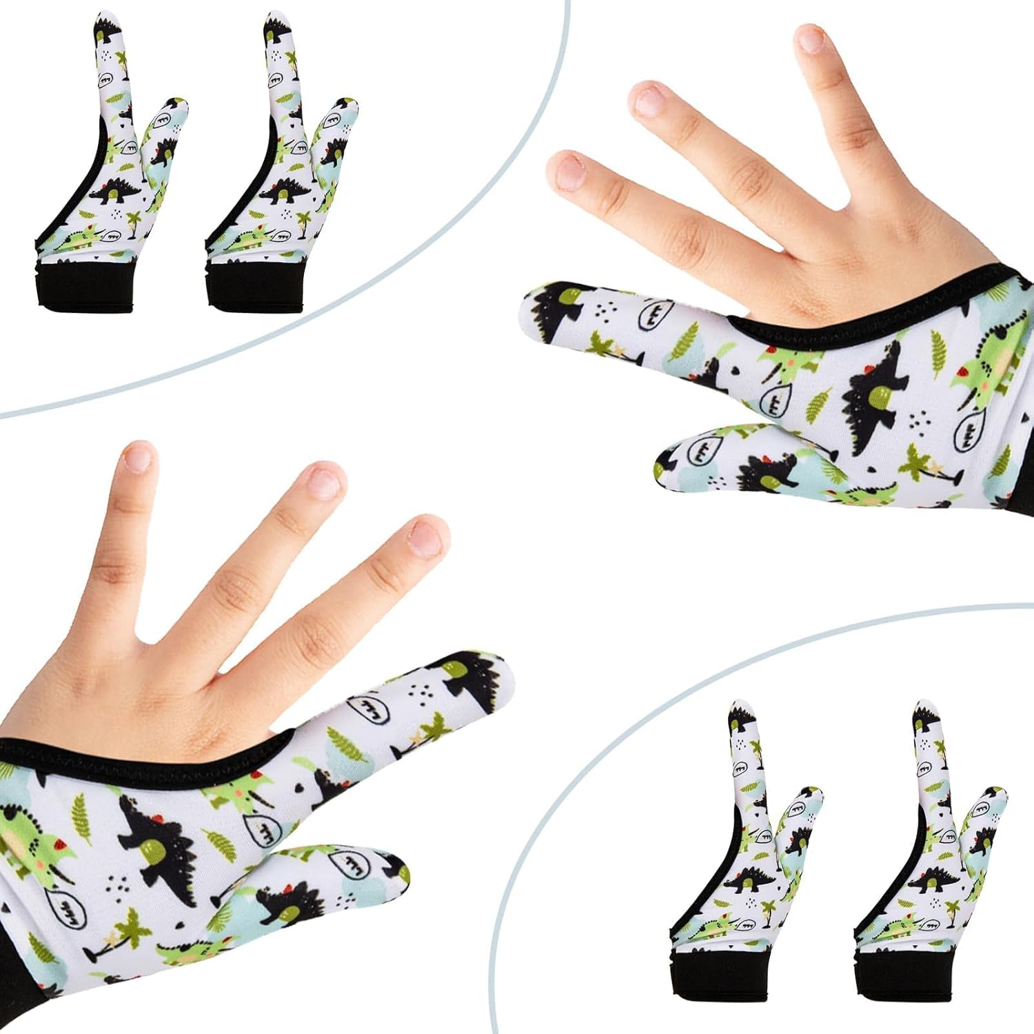 Kuskins 4 Pcs Thumb Sucking Guard Gloves for Kids Ages 5-13, Breathable Sensory Gloves to Stop Thumb Sucking & Nail Biting, Soft Cotton anti Suck Guard with Chewy Compression (Dinosaur 01) image number 5