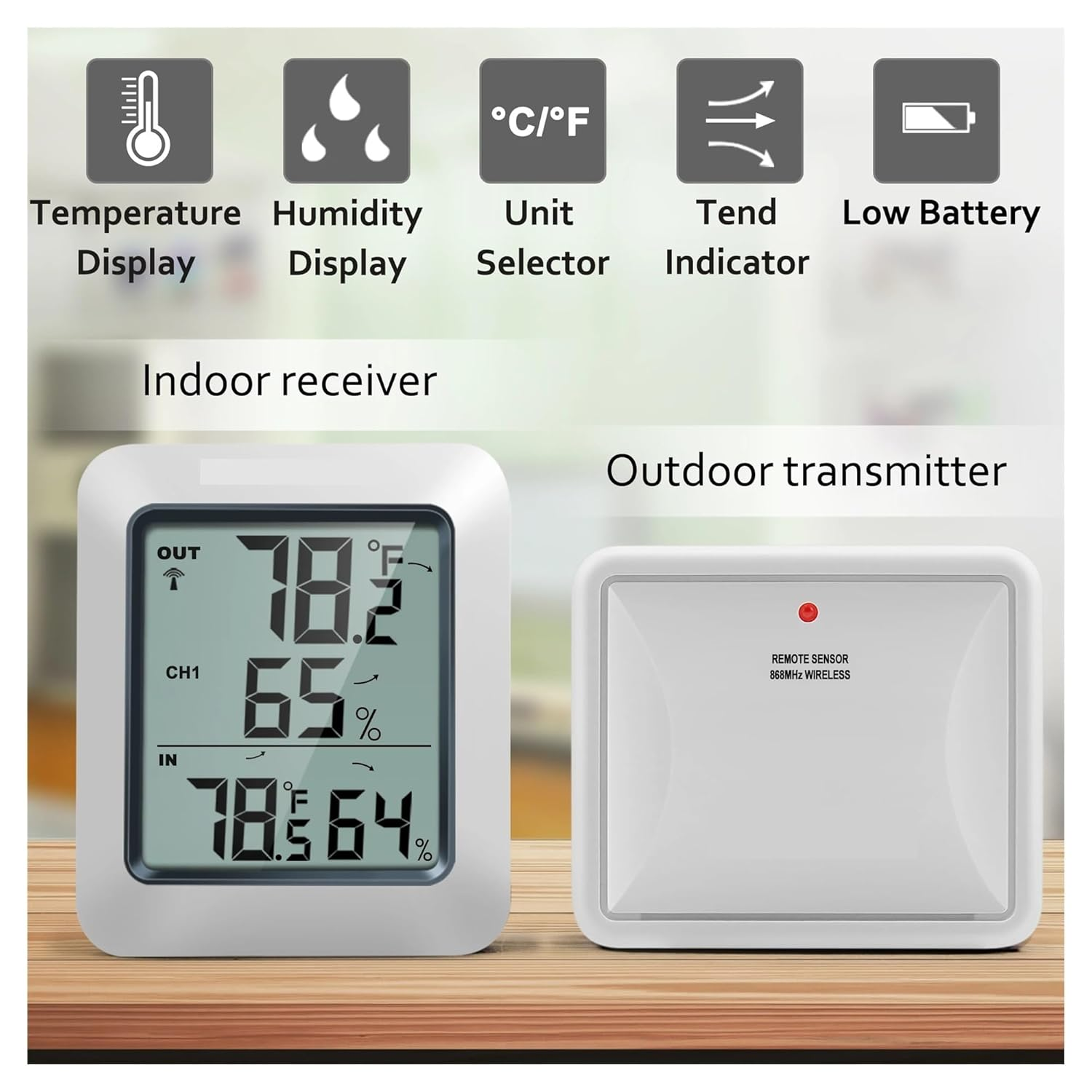 60M Wireless Digital Indoor Outdoor Thermometer Hygrometer Weather Station for Home image number 5