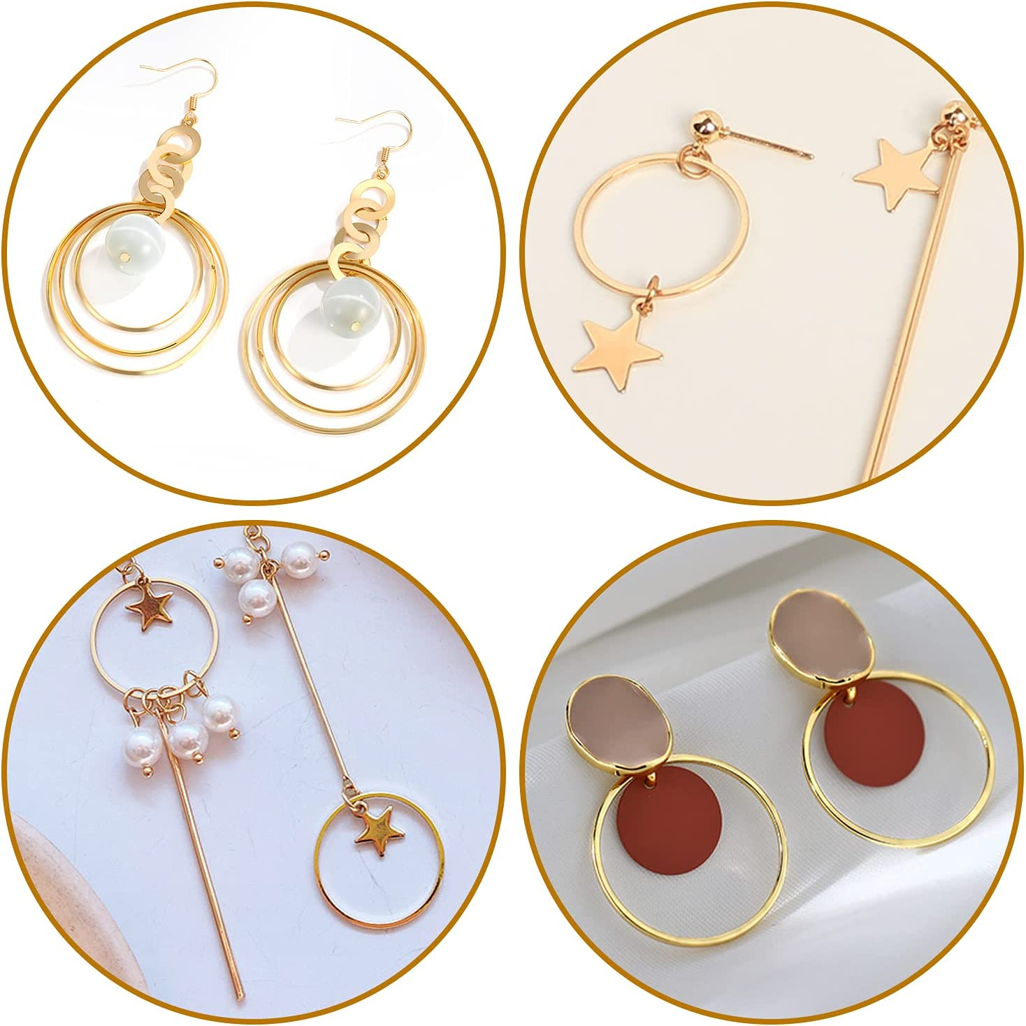 60Pcs Earrings Beading Hoop for Jewelry Making, Funcyboo Earrings Findings Hoops Earring Charms Open Bezel Pendant Frame for DIY Craft,Earring Necklace,Crafts Supplies(3 Styles) image number 6