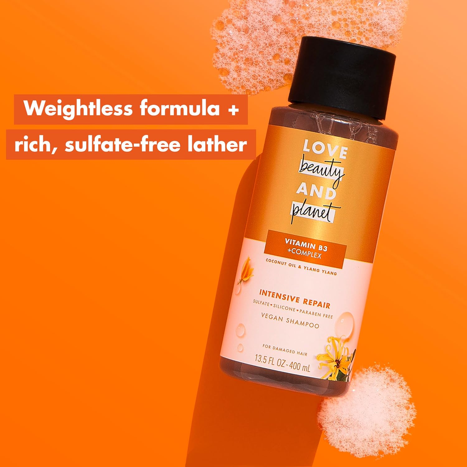 Love Beauty and Planet Shampoo with Vitamin B3 Coconut Oil & Ylang Ylang for Intensive Repair for Damaged Hair Sulfate, Silicone, & Paraben Free. Cruelty-Free. 13.5 Oz image number 5