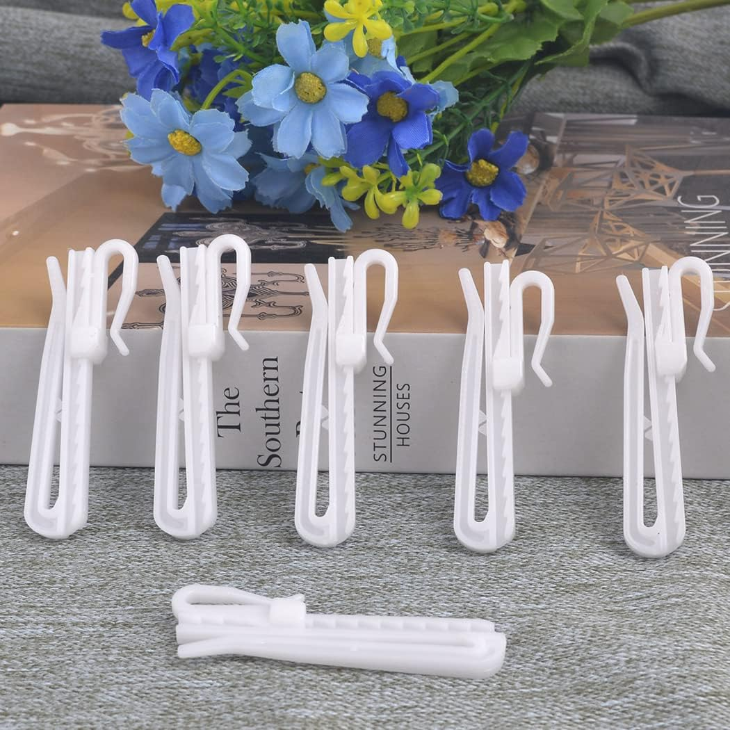 Kuasting 30 Pcs Adjustable Curtain Hooks Plastic Toughness Depth Pinch Pleat Drapery Hooks for Pleated Drapes Shower Curtain Hooks(70Mm) image number 6