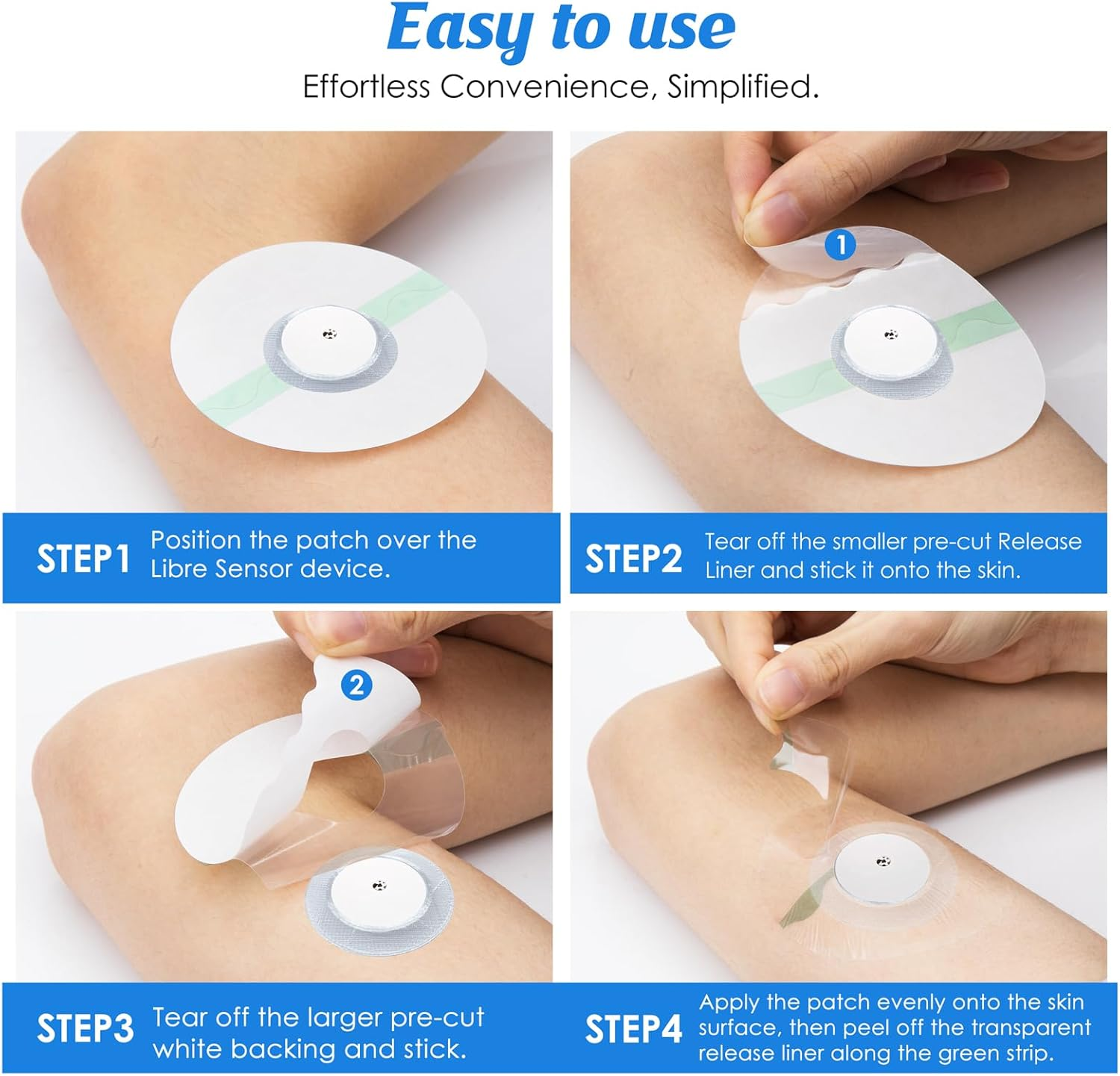 YOUSHARES Continuous Glucose Monitor Patch for Freestyle Libre 2, 40 Packs Libre 2 CGM Sensor Patches Waterproof Adhesive Patches Diabetic Sensor Covers Easy to Use Pre-Cut Adhesive Tape(Transparent) image number 6