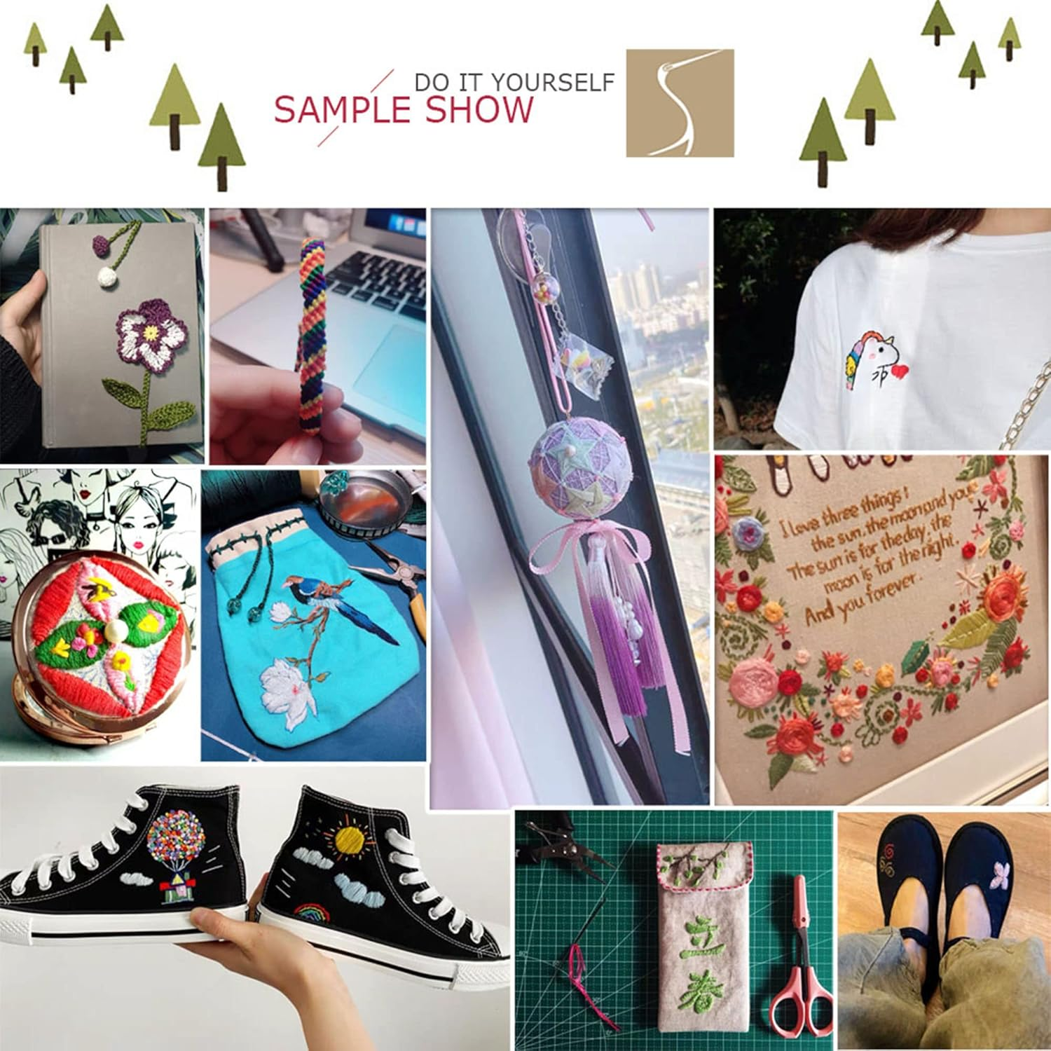 12 Skeins Magical Color Variations Floss Pack Six Strand Embroidery Variegated Cross Stitch Threads, Multi Color Set A