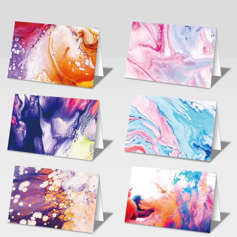30 All Occasion Greeting Cards, Assorted Blank Note Cards, 6 Abstract Art Design, 4X6 Inches Blank Stationary Thank You Cards with Envelopes Set image number 4