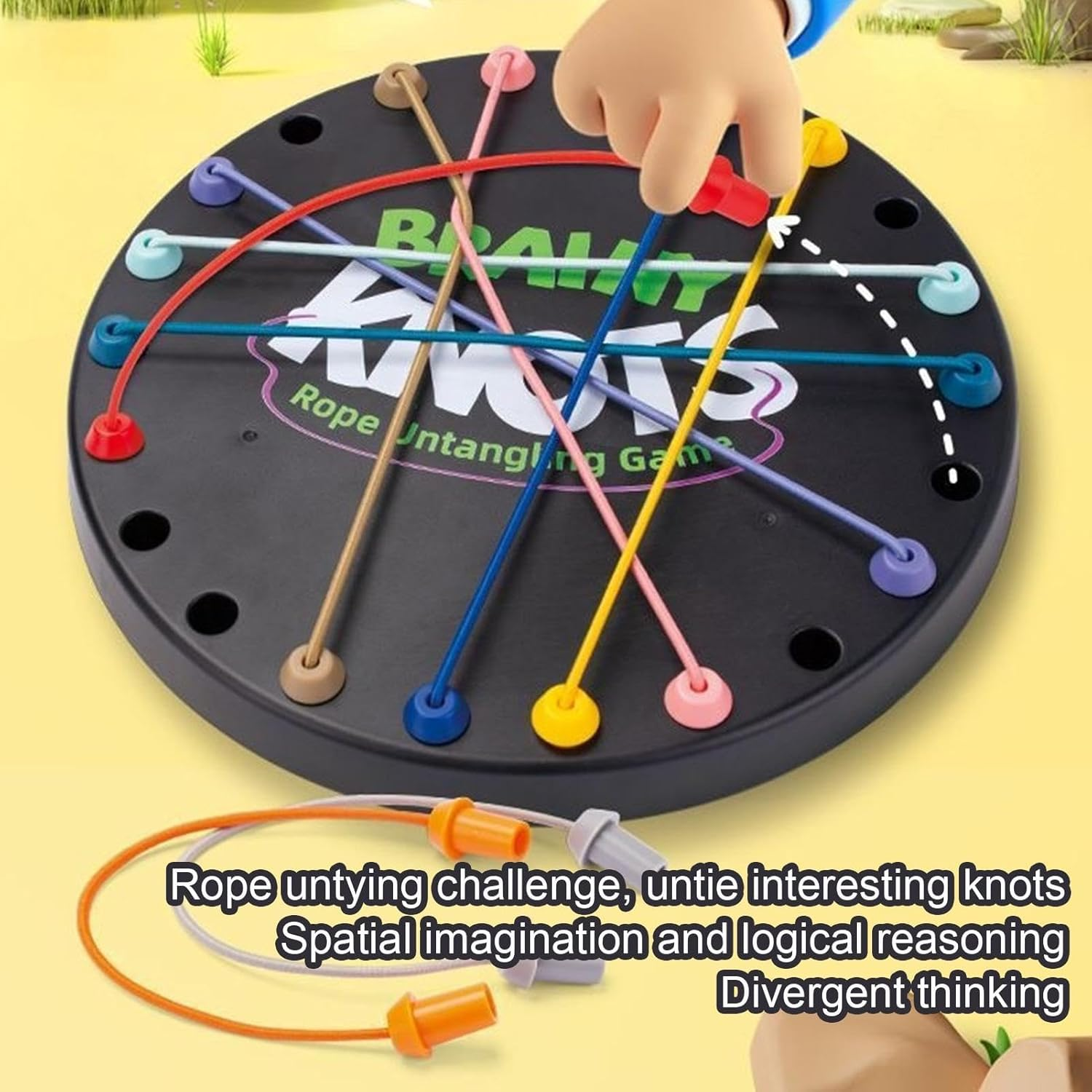 Brainy Knots Rope Untangling Game | Twisted Rope Puzzle Game | Rope Knots Untangle Stack Puzzle Sorting Board Game | Brain Teaser Fine Motor Skills Toy | String Solution Central Lacing Toys image number 6