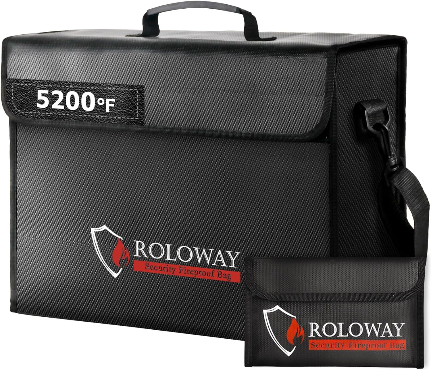 ROLOWAY Large Fireproof Bag 5200&deg;F Heat Insulated (17 X 12 X 5.8 Inches), Fireproof Document Bag with Fireproof Money Bag for Cash Safe, Fireproof Document Box, Fireproof Safe Bag for Document Safe image number 3