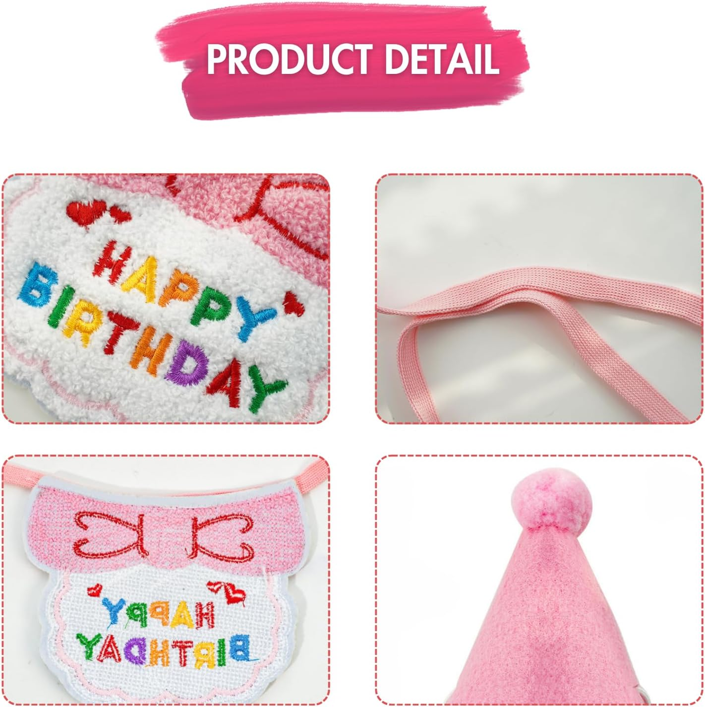 Cat Birthday Bandana and Hat Set, Adorable Pet Party Outfit, Adjustable and Comfortable, Happy Birthday Design, for Cats and Small Dogs (Purple) image number 1