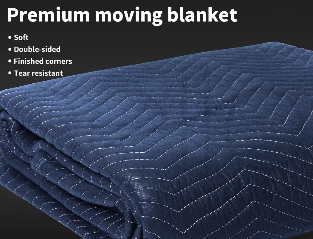 Traderight 5Pcs Moving Blanket Furniture Protection Quilted Removalist Pad 1.8Mx3.4M