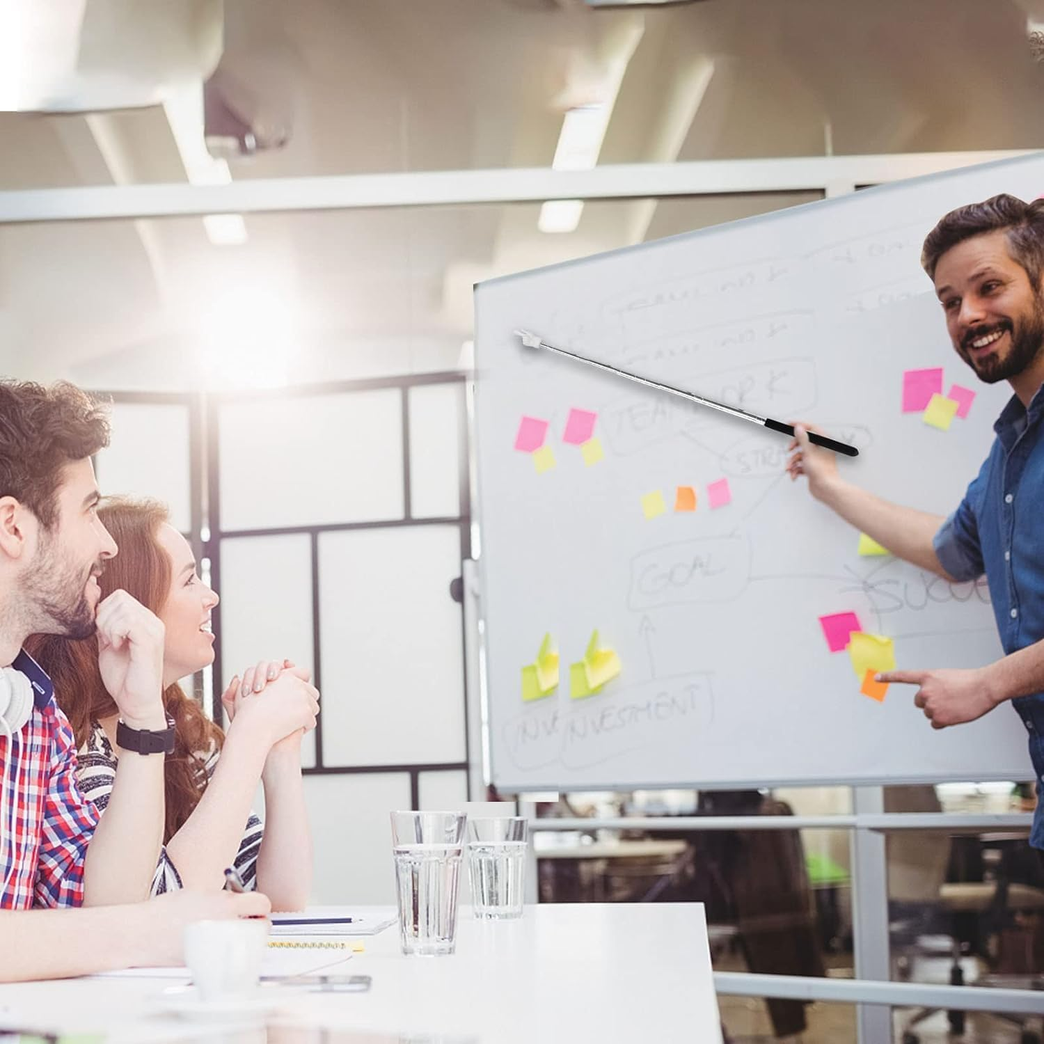 Teacher Pointer Finger Pointer Stick Telescopic,2Pcs Telescopic Teachers Pointer Hand Pointer Finger Pointer Stick,Retractable Teacher Pointer Stick,Extendable Hand Pointer Finger Pointer Stick,Black - Black image number 2