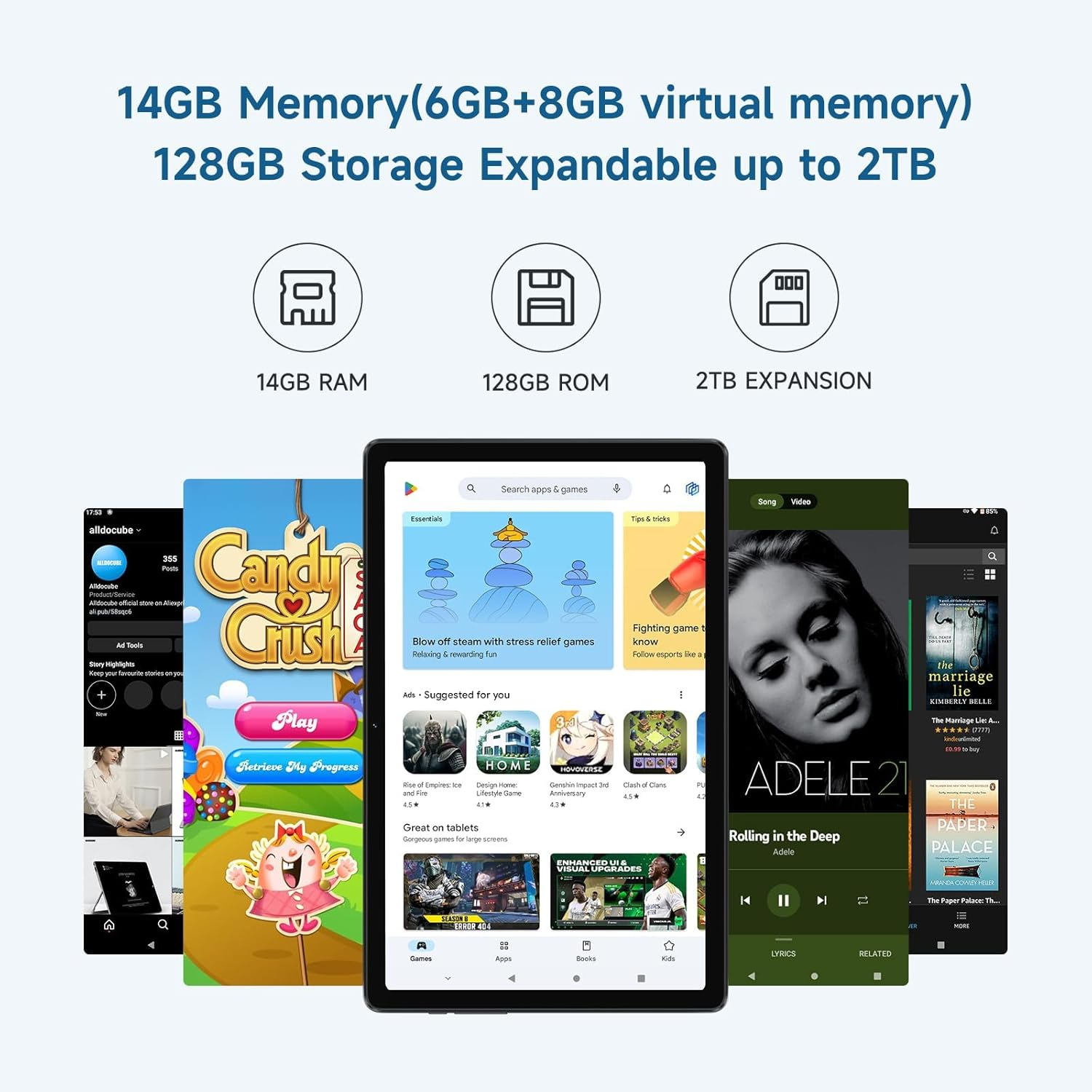 ALLDOCUBE 10.4 Inch Tablet，2000 * 1200 In-Cell IPS Screen Android 14 Tablet,12Gb RAM (4+8 Virtual)+64Gb ROM 2TB TF Expandable,Widevine L1, Unisoc T618 8 Core CPU, 6000Mah Battery,5G/2.4G Wifi image number 1