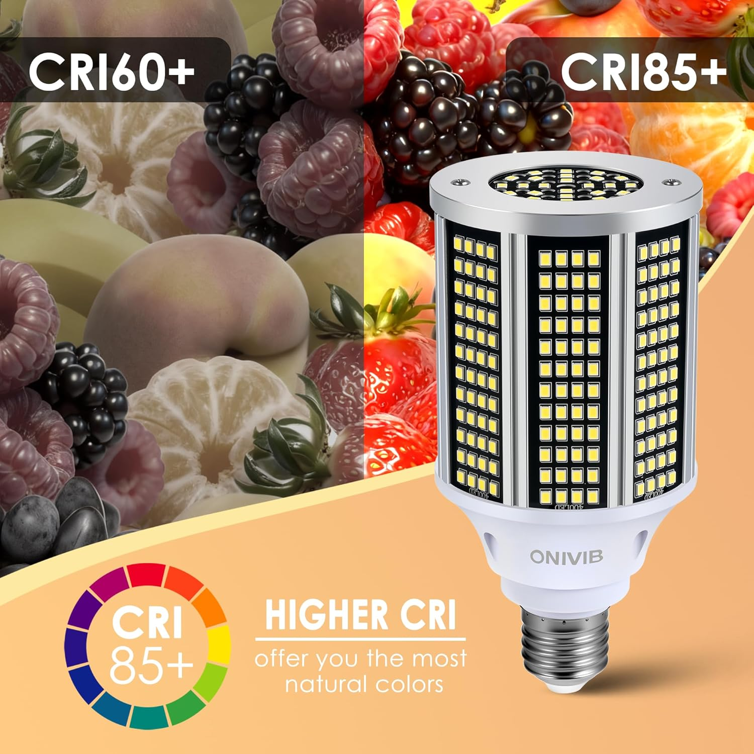 ONIVIB 35W LED Corn Light Bulbs, 4200 Lumens(350W Equivalent), 6000K Cool White E27 LED Corn Light Bulbs for Large Area Lighting, Garage, Warehouse, Factory, Office (2 Pack) image number 1