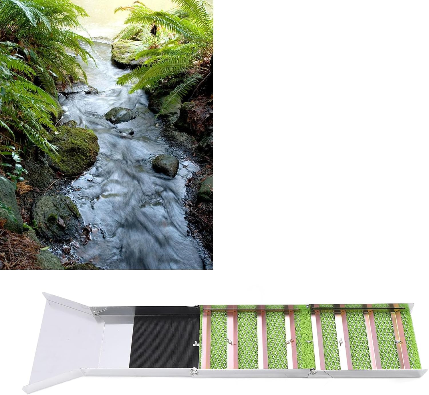 50 Inch Folding Aluminum Alloy Sluice Box, Portable Sluice Box for Gold Mining, Gold Sluice Equipment, Gold Prospecting Tool for River, Creek, Gold Panning, Dredging image number 6