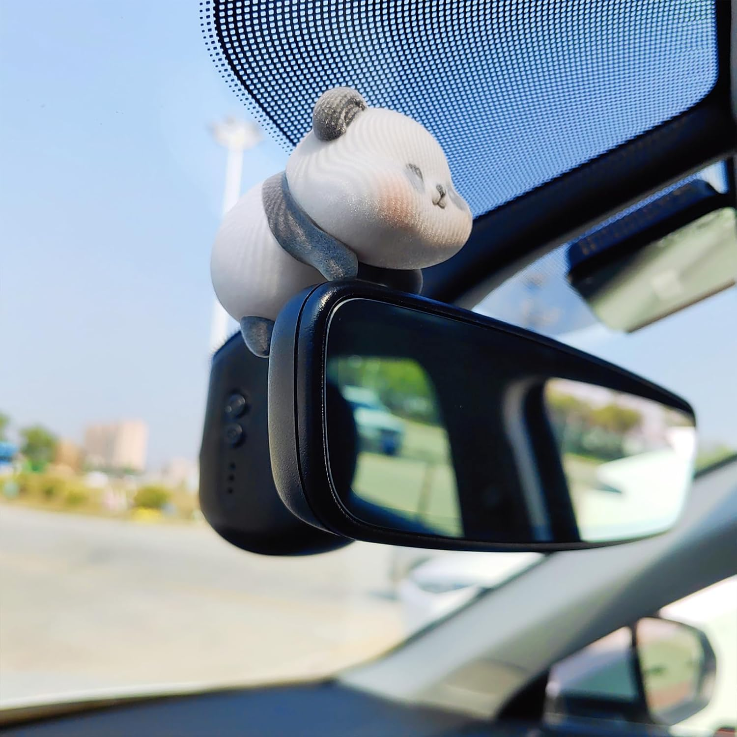 Cute Furry Animal Rear View Mirror Accessories, Car Dashboard Ornament Center Screen Decoration Rearview Mirror Charm, Car Accessories Interior Decor for Women/Men image number 3
