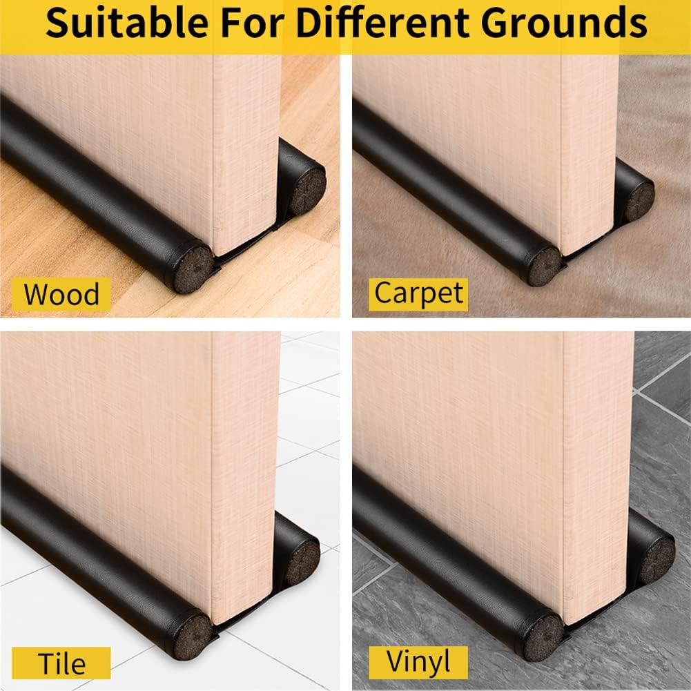 Draft Stoppers for Bottom of Doors,Kiwinvou 1 Pack Door Draft Blocker Reduction Windshield Energy Saving under Door Seal for Outdoor Indoor Bathroom Bedroom(37Inch,Black) image number 5