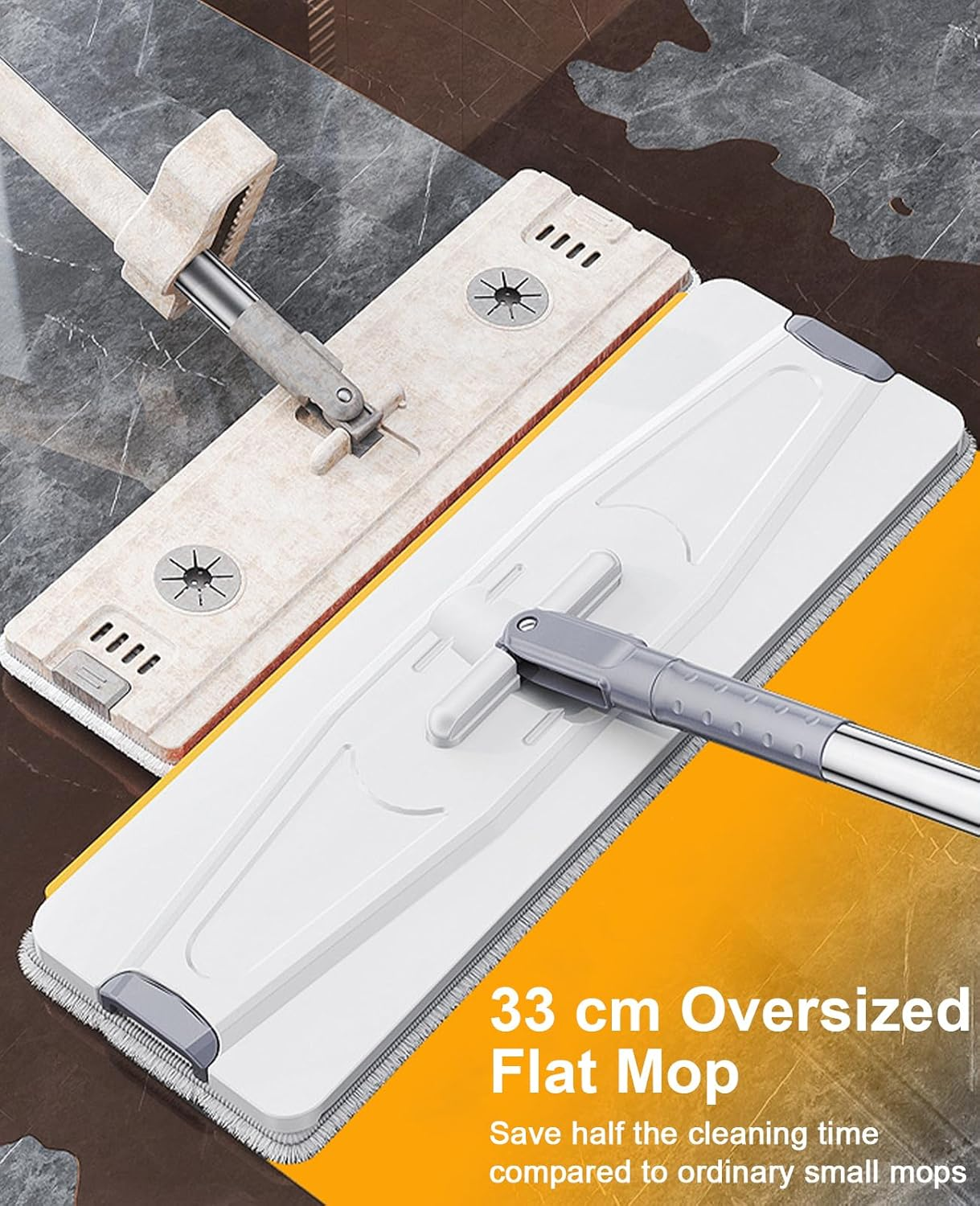 Mop and Bucket with Wringer Set, Flat Floor Mop and Bucket System with 6 Microfiber Pads, Hands Free Wet and Dry Use Mop Set, Long Handle Flat Mops for All Floor Types and Windows Cleaning image number 4