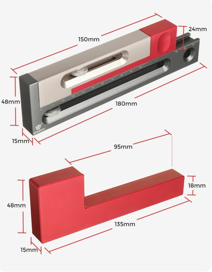 HONGDUI JF15 Kerfmaker Table Saw Slot Adjuster Mortise and Tenon Tool Woodworking Movable Measuring Block image number 2