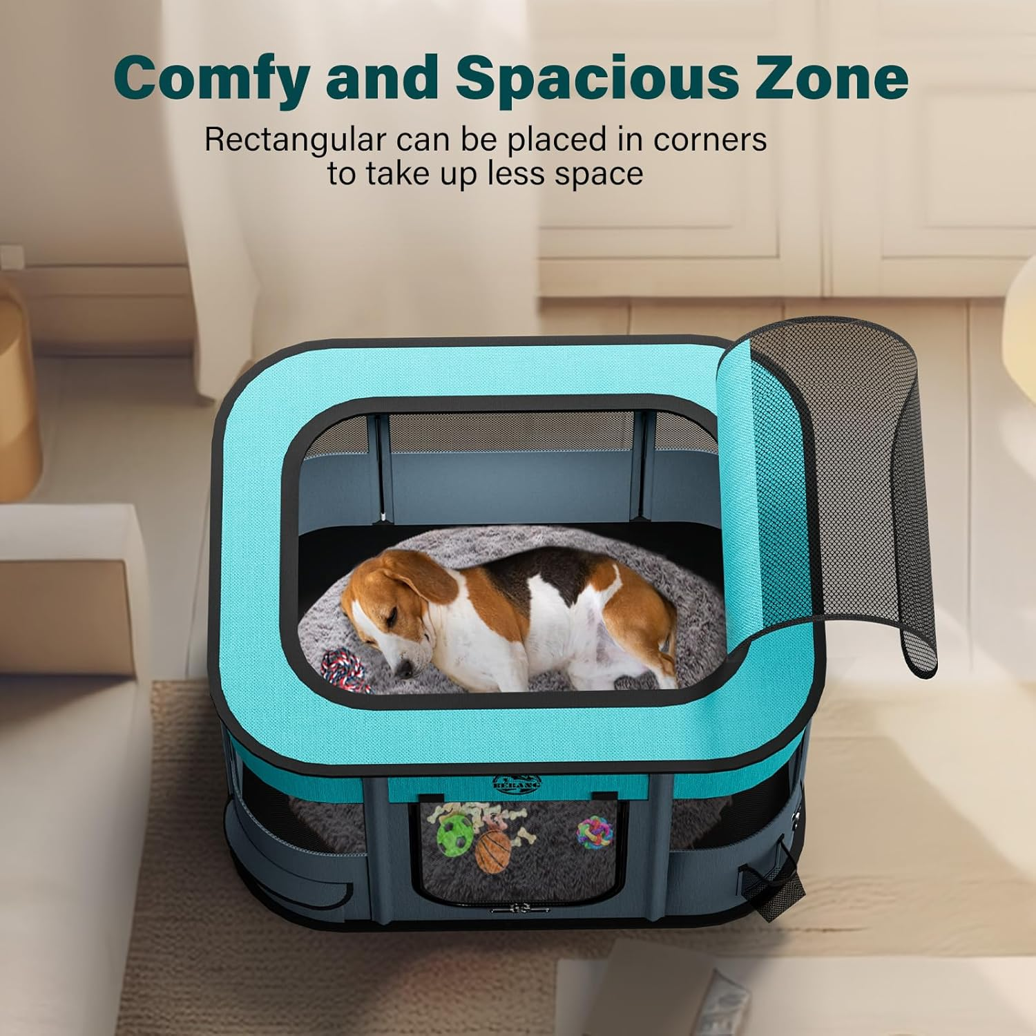 Puppy Playpen Cat Dog Crate: Play Pen Indoors Pet Playpens Portable Foldable Cage Kennel House for Medium Small Large Kitten Rabbit Guinea Pig Hamster with Food Bowl (Grey, L, 1) image number 1