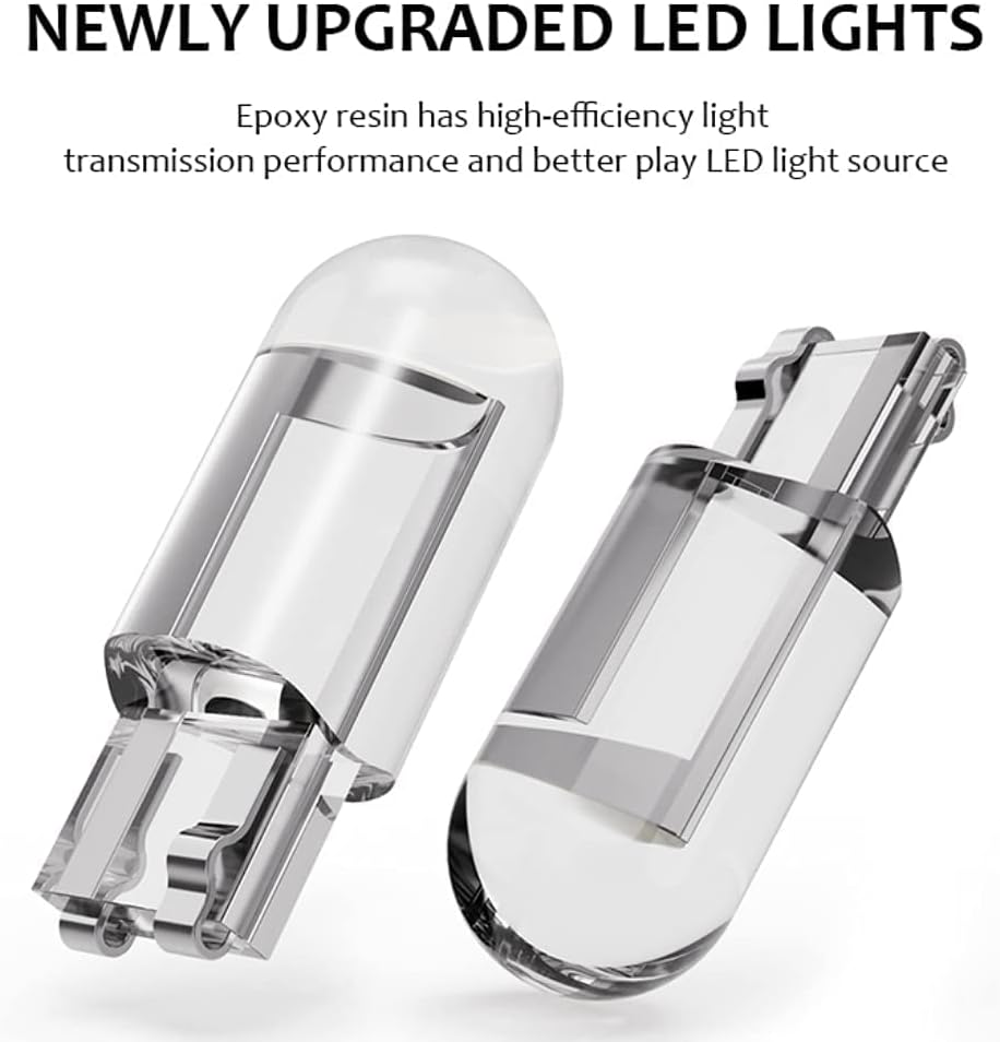 Sulfar T10-COB Universal Glass Enclosed T10 W5W LED Parking Light Super Bright White 6000K Light Interior Pilot License Plate Dome Indicator Lamp Bulb for Car Bike and Motorcycle (2W, White, 2 Pcs) image number 2