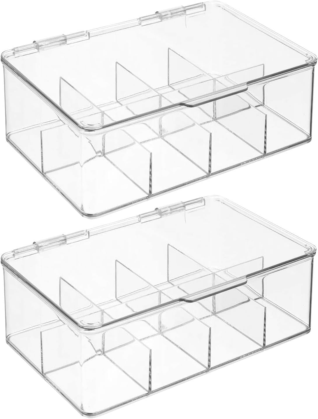 2 Pack Stackable Tea Bag Organizer, 8 Sections Clear Plastic Storage Bin for Coffee Pods, Sugar Packets and Condiments, Space-Saving Kitchen Cabinet and Countertop image number 5