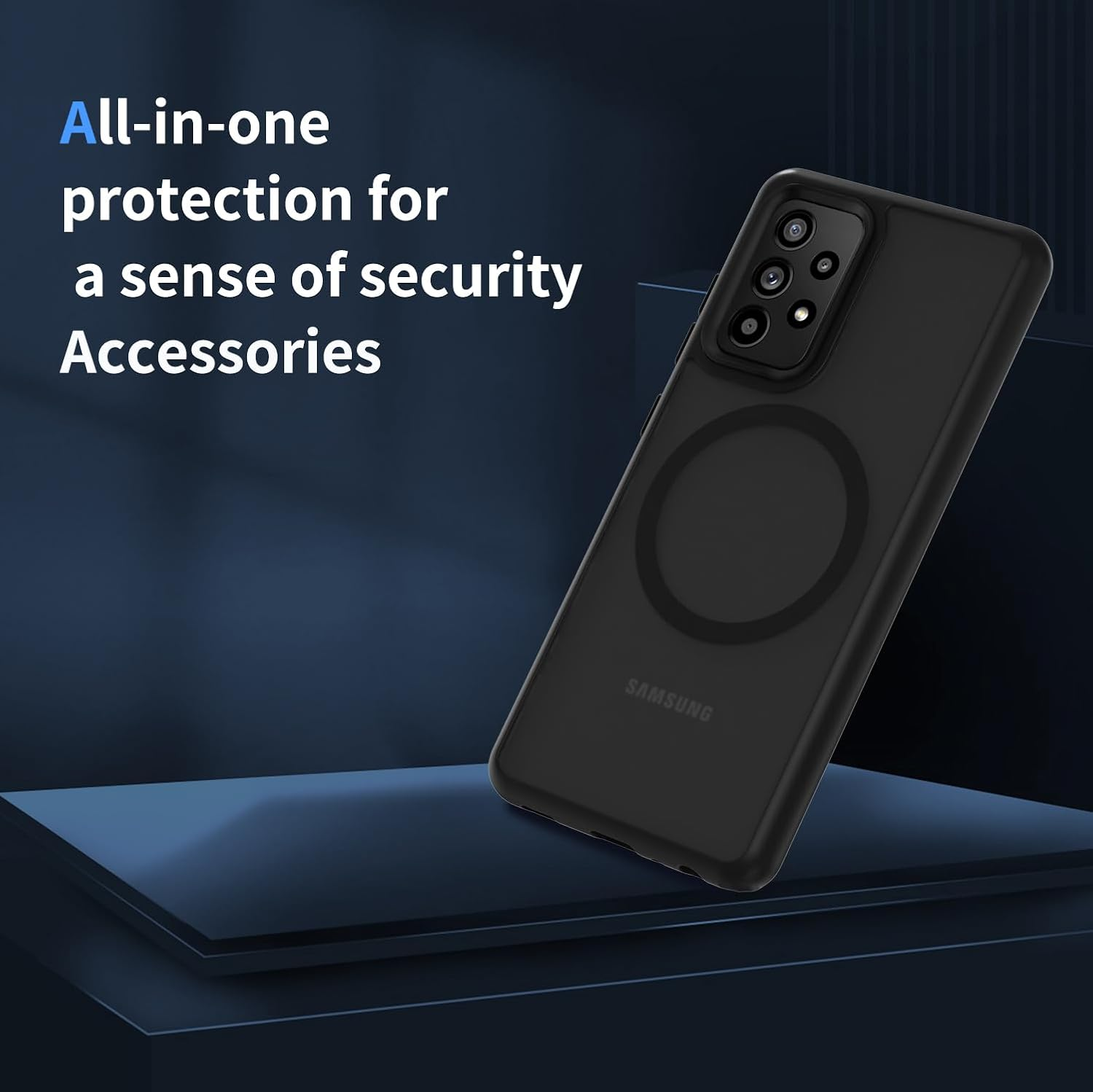 AOMYKE Magnetic Case for Samsung Galaxy A52 / A52S 5G Mobile Phone Case for Samsung Galaxy A52 / A52S 5G Compatible with Magsafe Translucent Matte Anti-Fingerprint PC Back + TPU Bumper - Black image number 6