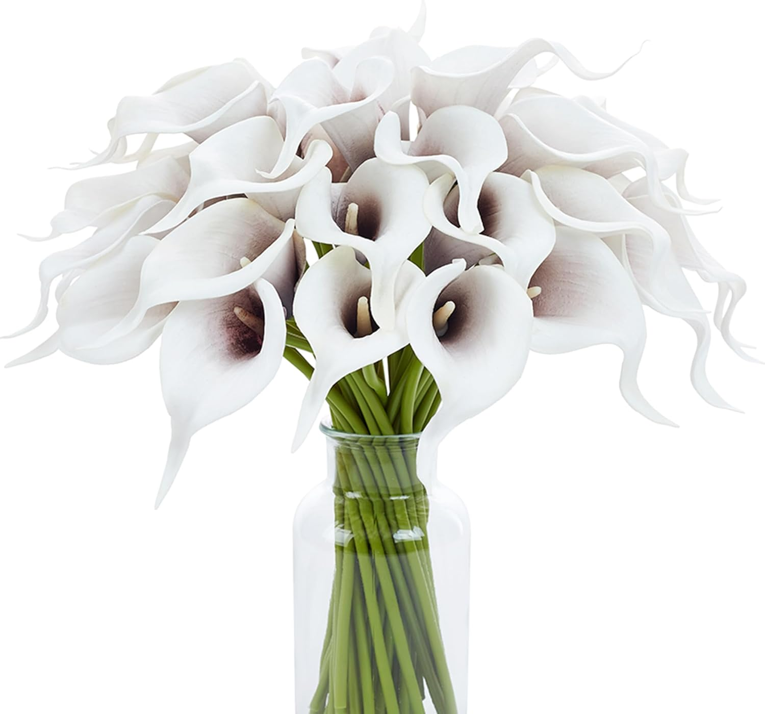 SITUMEIZI 24 PCS Teal Fake Flowers Artificial Calla Lily Silk Flowers Real Touch for Mother'S Day Easter Home Kitchen Decor Wedding Bouquet Office Spring Decoration(Teal Blue)