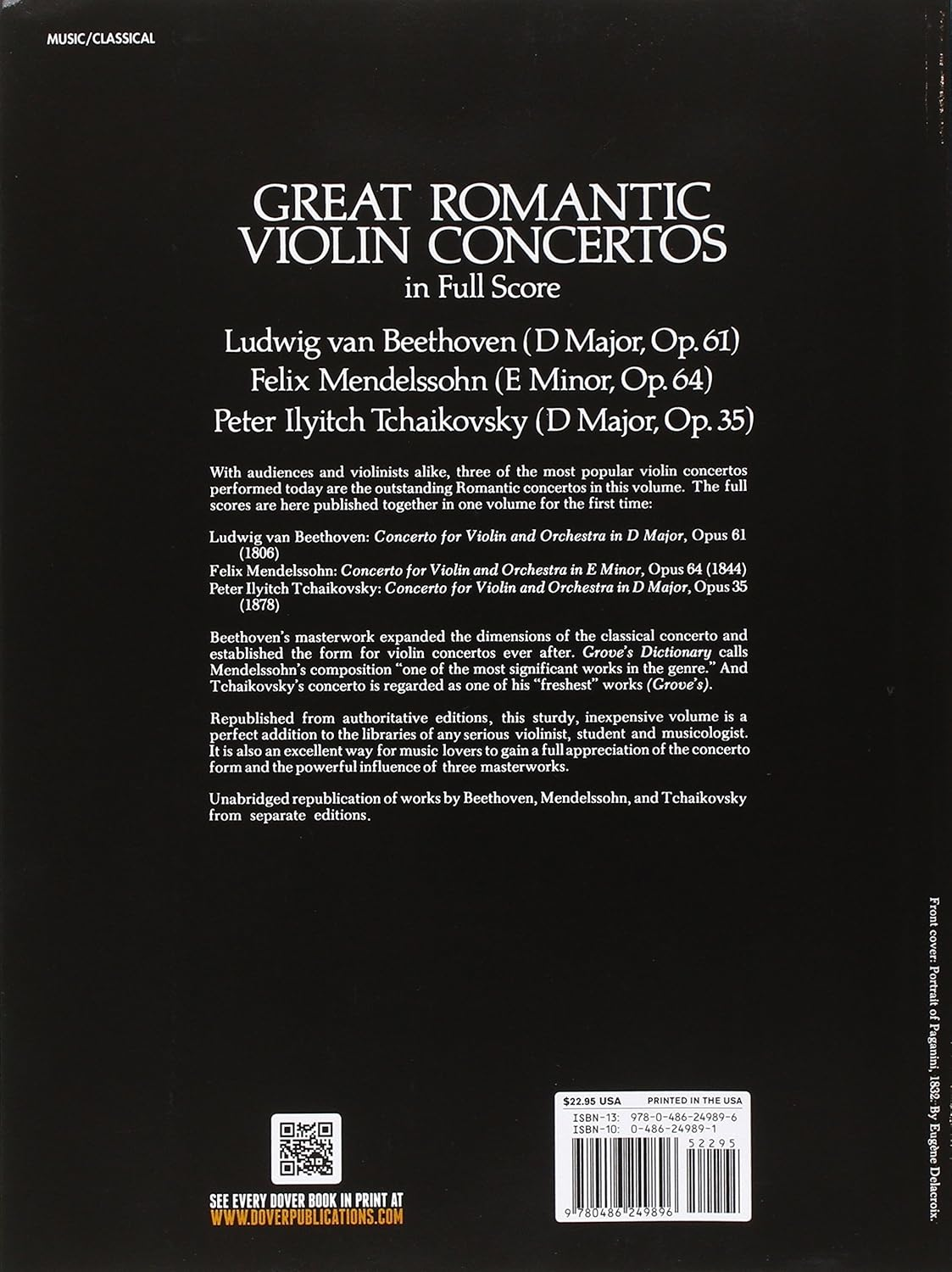Great Romantic Violin Concertos in Full Score: Beethoven, Mendelssohn, Tchaikovsky image number 1
