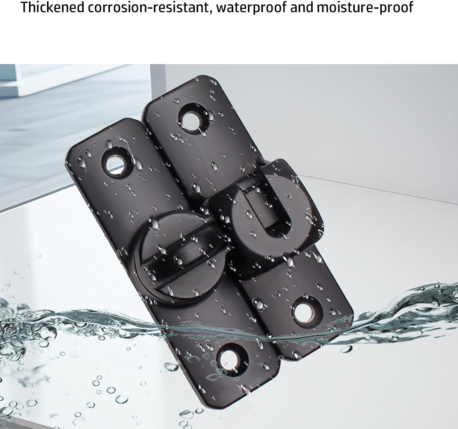 Retrofittable Sliding Door Lock, 90&deg; & 180&deg; Compatible, Zinc Alloy, Rust-Resistant, Black image number 4