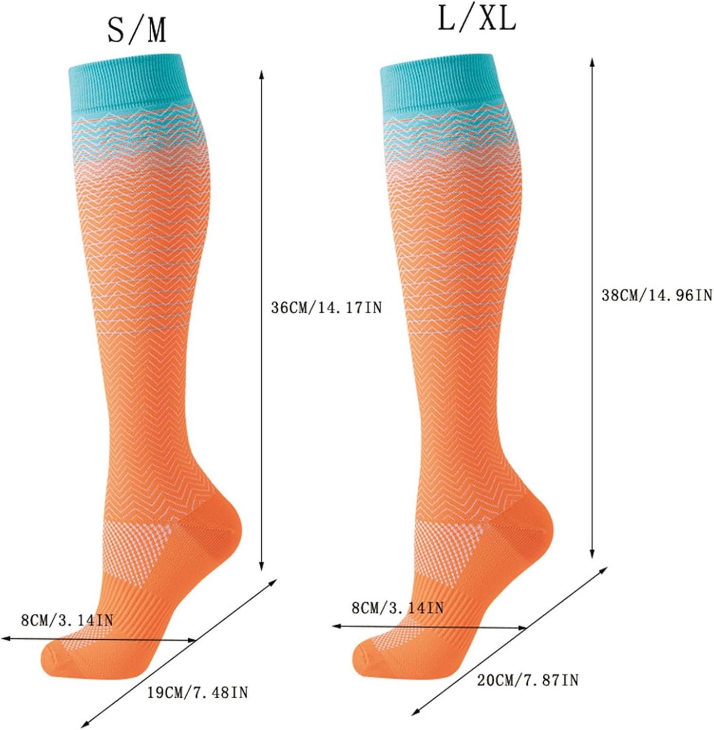 Compression Socks for Men & Women Circulation, MH MOIHSING Compression Stocking 15-20 Mmhg Best Support for Athletic Running, Swelling, Nurse, Flight, Travels, Nurses, Edema (3 Pairs) image number 2