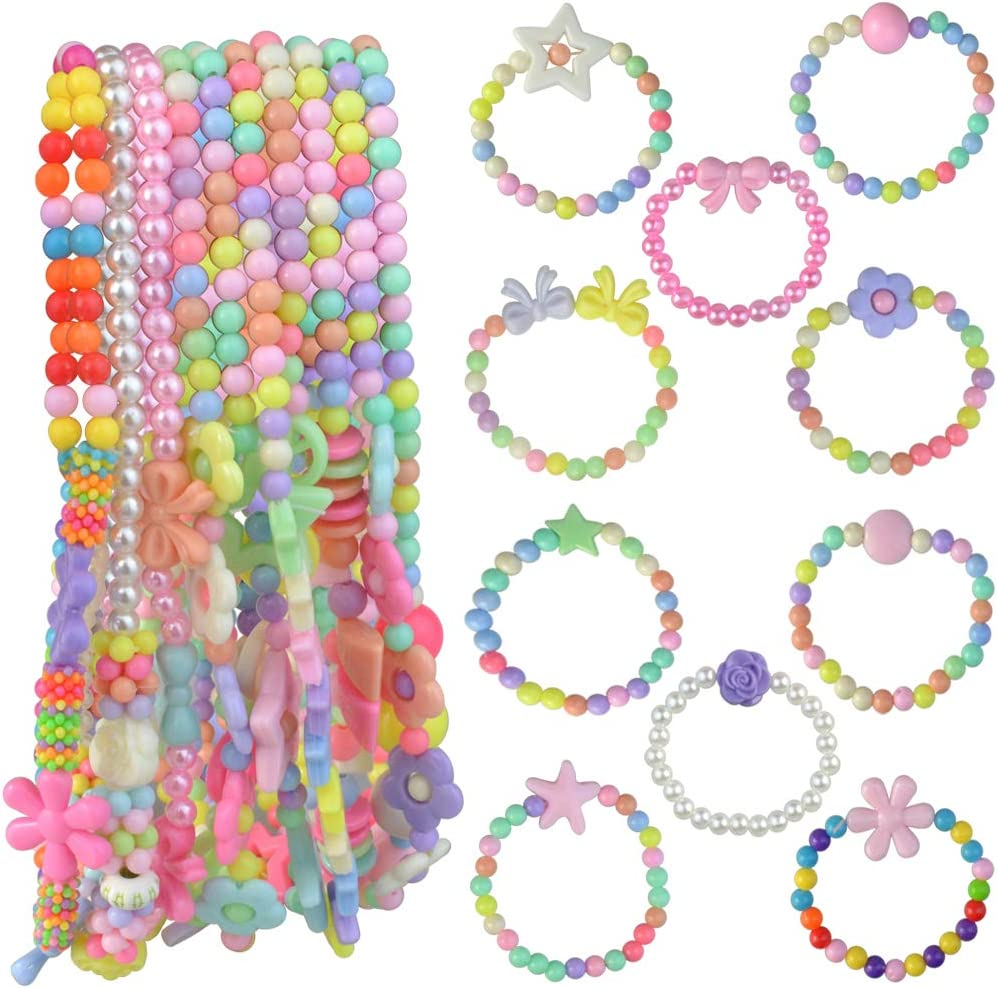 Obmwang 20Pcs Princess Necklace Bracelet Set, Little Girls Costume Jewelry Play Jewelry for Women Kids Dress up Pretend Play Party Favors image number 2