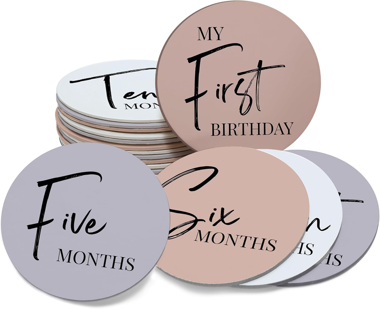 Baby Milestone Cards &ndash; 7 Double-Sided Milestone Baby Cards Signs for Monthly Photos &ndash; Gender Neutral Newborn Baby Gifts &ndash; Tear-Resistant Keepsake Baby Milestone Discs (0&ndash;12 Months) image number 4