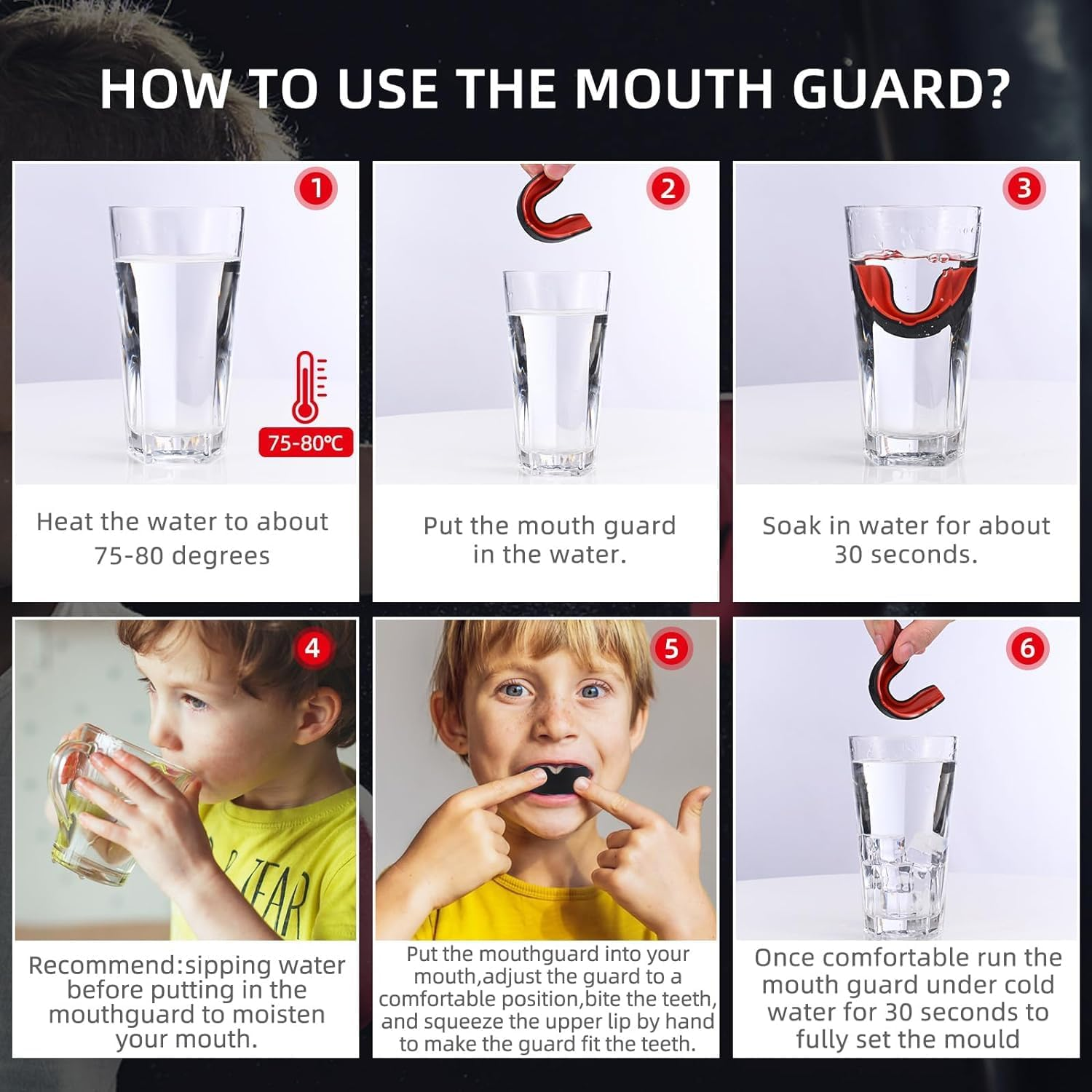 4 Pack Kids Youth Mouth Guard for Sports, Mouthguard Slim Fit, Boys Girls Soft Mouthguard with Case,Professional Sport Mouthguard for Football Lacrosse Basketball Taekwondo Boxing MMA Rugby Karate image number 2