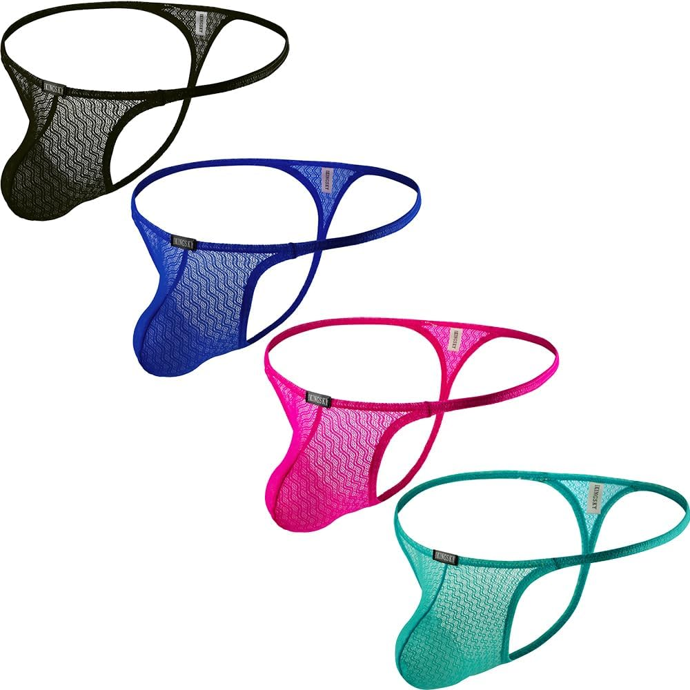 Ikingsky Men'S Sexy Lace G-String Underwear Sexy Pouch Thong Underwear Soft Y-Back Underpanties for Men