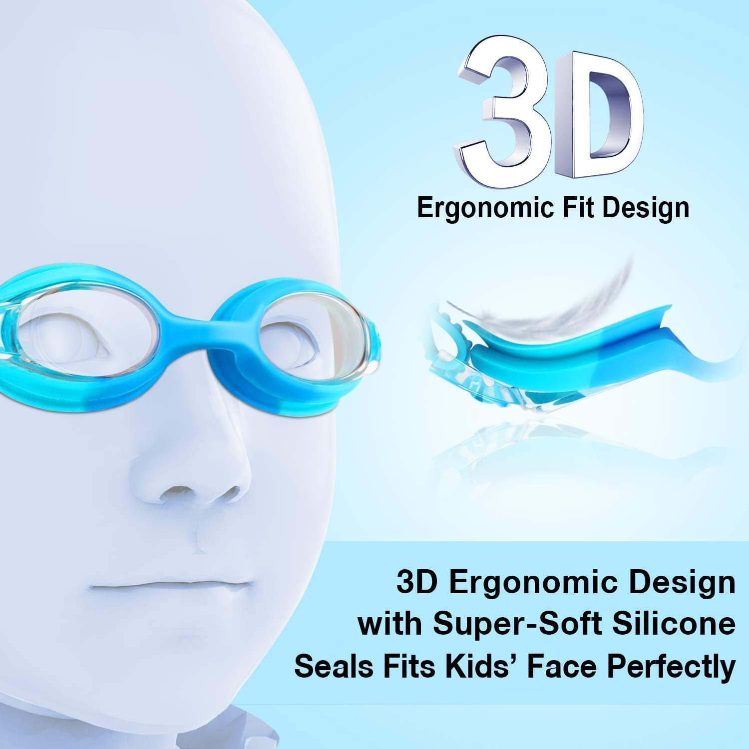 Kids Swimming Goggles, Water Pool Goggles, Toddler Swim Goggles No Leaking anti Fog for Boys Girls, Swimming Goggles with UV Protection (Age 3-12) image number 4