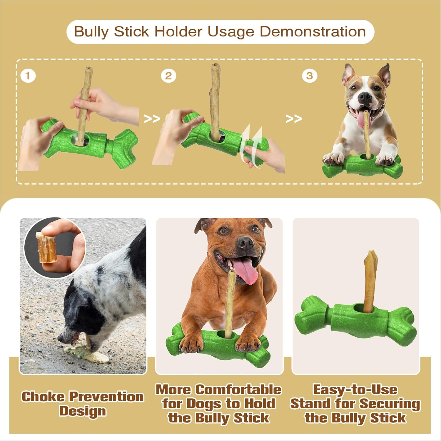 KADTC 2 in 1 - Extra-Large Size Durable Dog Bully Stick Holder and Indestructible Chew Toy for Medium/Large Aggressive Chewers Breed Dogs image number 3